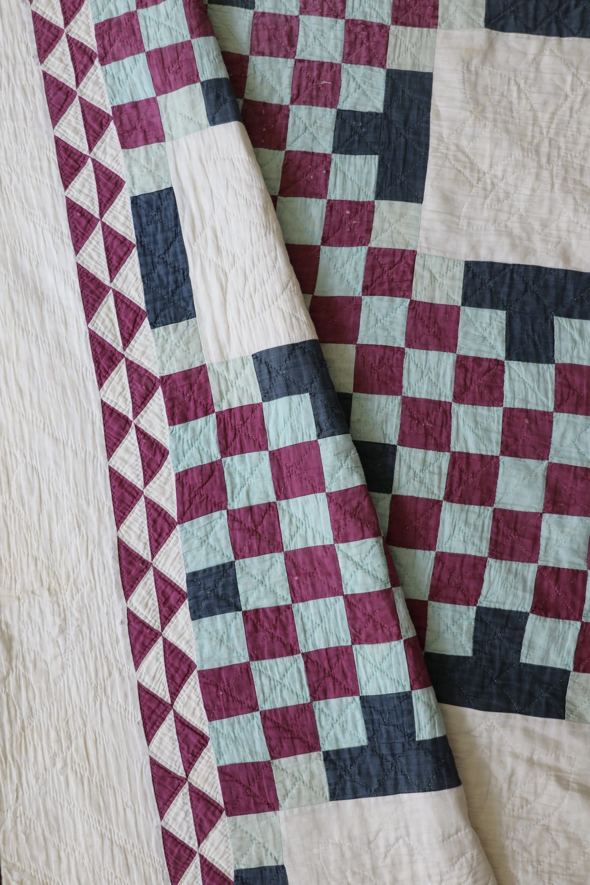 #7. Triple Irish Chain Heirloom Quilt Circa 1890-1900
