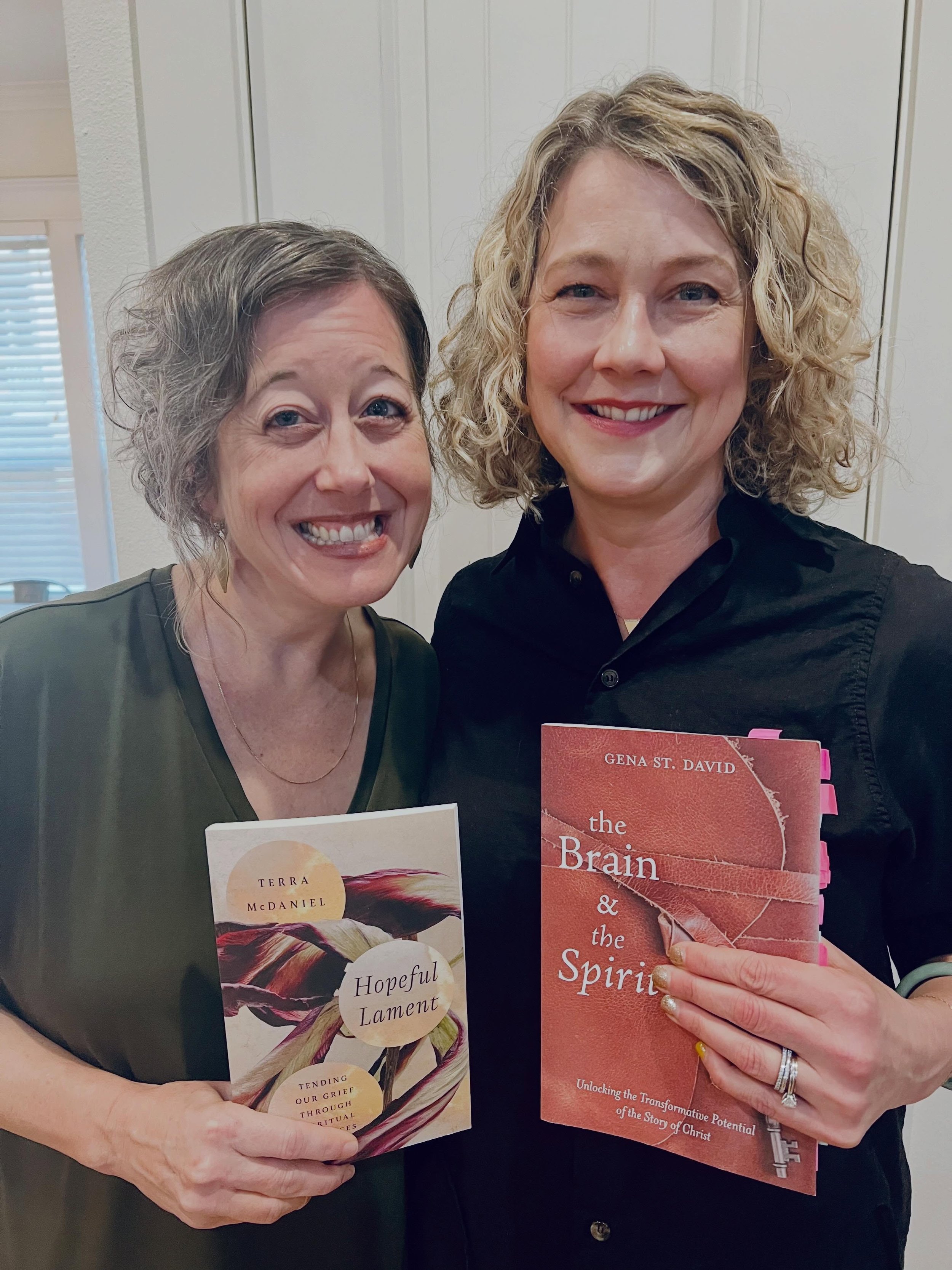 My dear friend Gena&rsquo;s new book is out today! Here we are holding each other&rsquo;s first books at my book launch party for Hopeful Lament.

I had a chance to start reading a review copy over the weekend and let me tell you: you need this book!