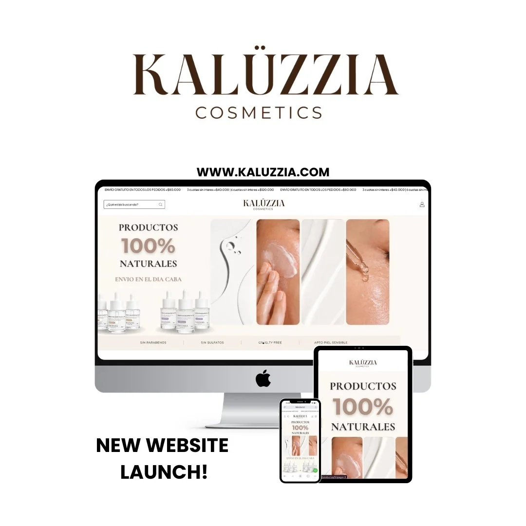 Desktop, Tablet, and Cell Phone showcasing a cosmetics website