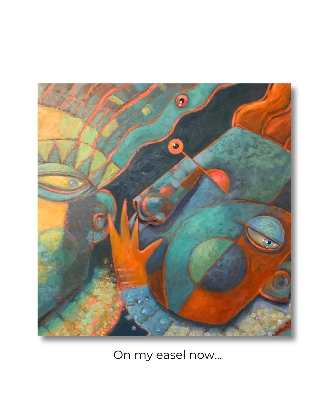 Details of a work in progress&hellip;might be my last painting of 2025! It&rsquo;s big one, 30&rdquo; x 40&rdquo;, well, biggish for me! 

Hope to finish this canvas in the next week and then on to the naming. Always requires a long endeavor of deep 