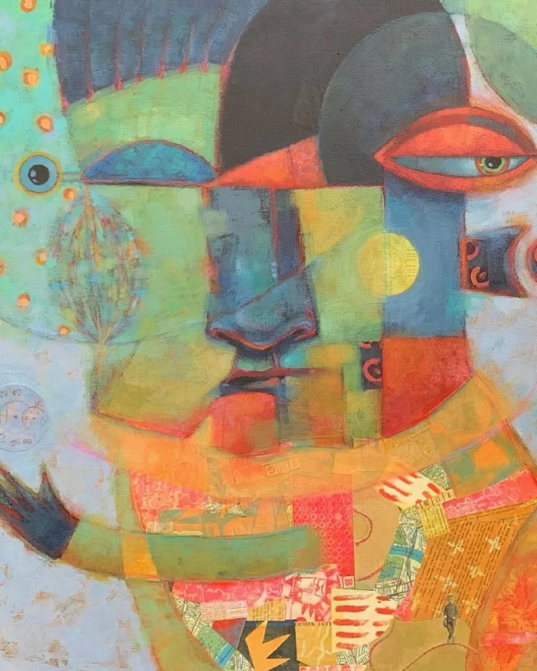 A Conspiracy Of Happenstance And Moondust
30&rdquo; x 48&rdquo;, mixed media on canvas

My intention with this painting was to capture the connections that the Universe sneaks in when we aren&rsquo;t looking: synchronicity. That crazy thing that happ