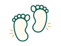 Postpartum support button with little feet