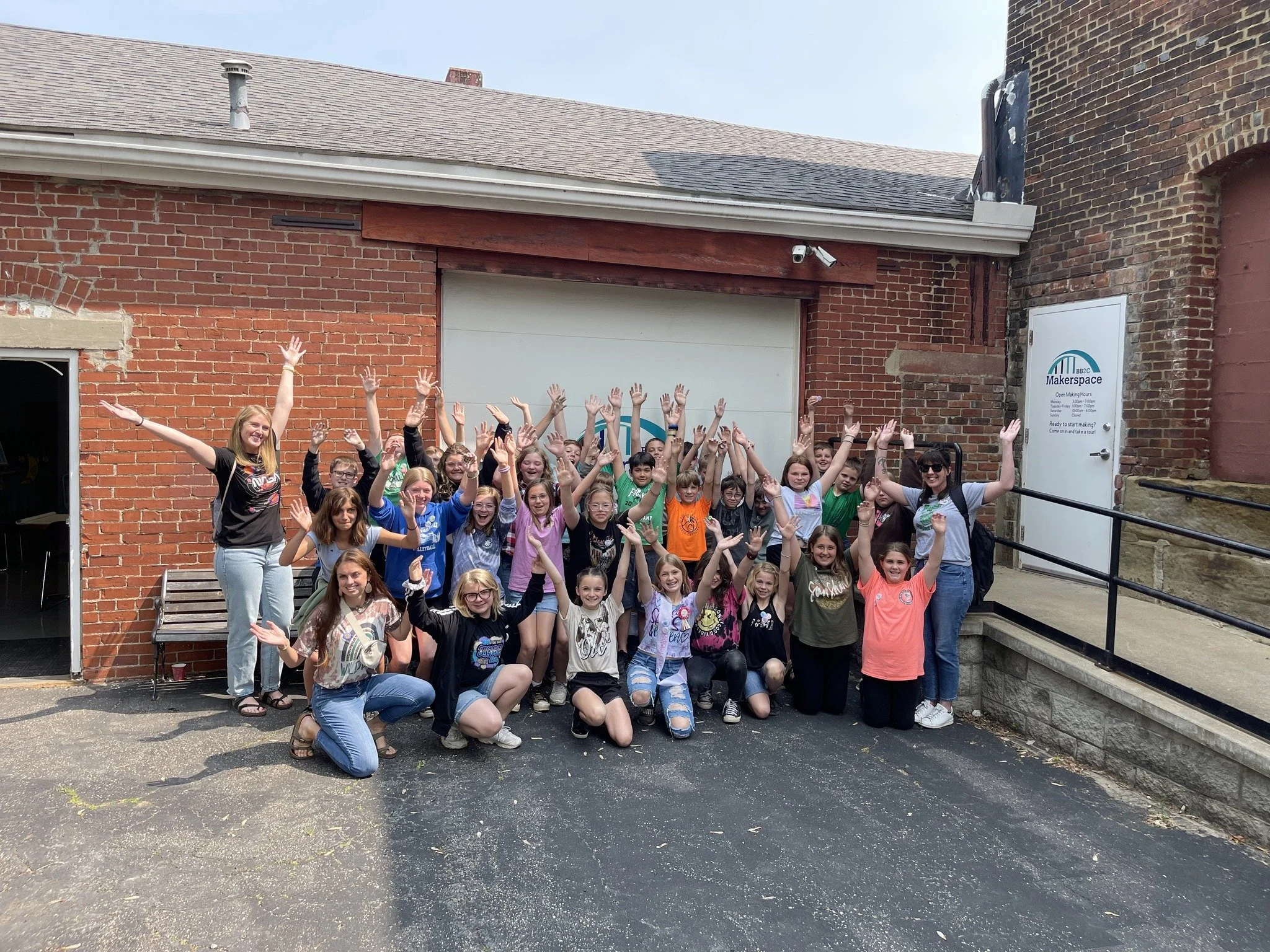 A student group that visited the Makerspace
