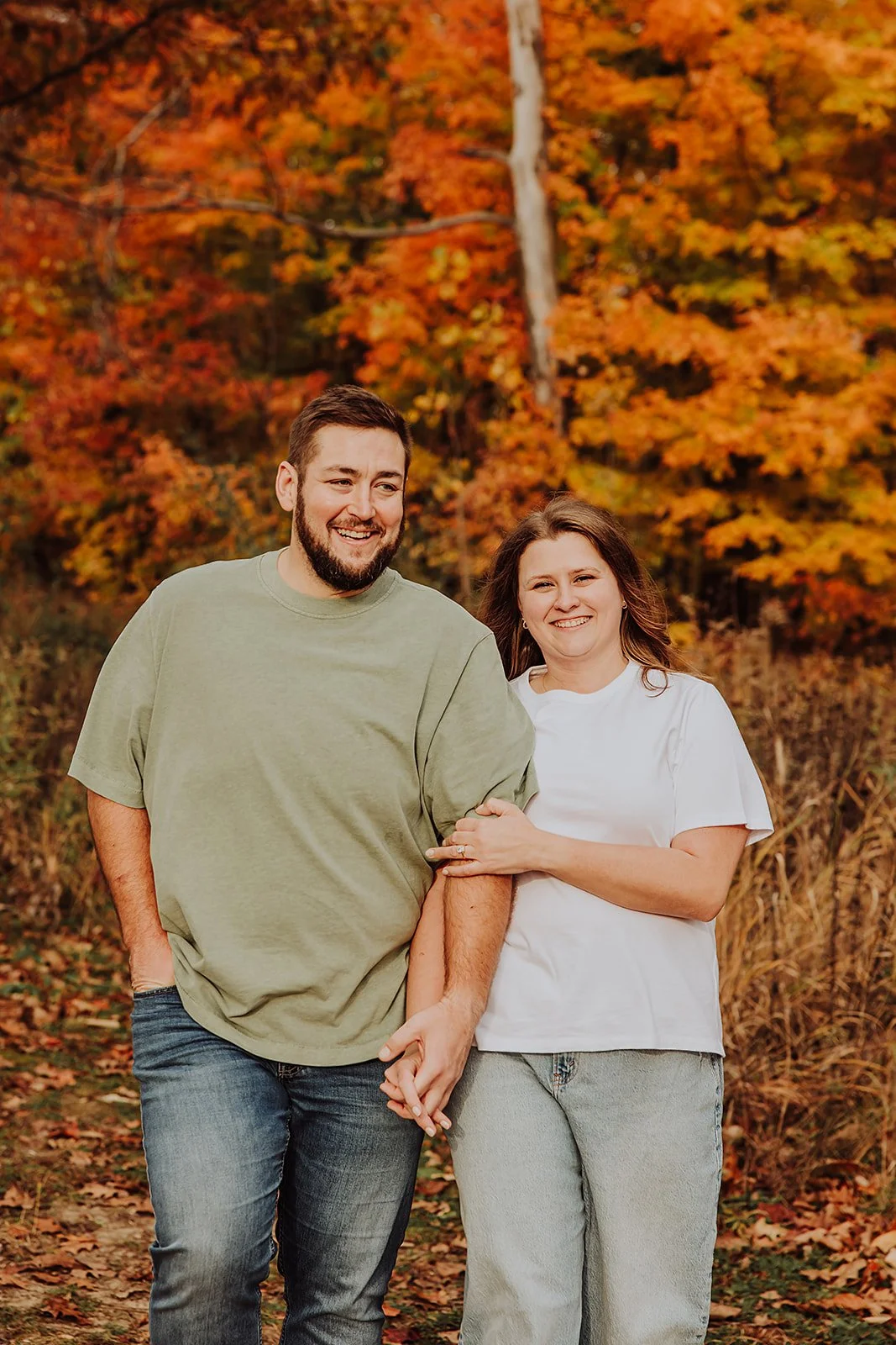 Melissa and Rob's fall engagement session at Grand Ravines North Park, West Michigan