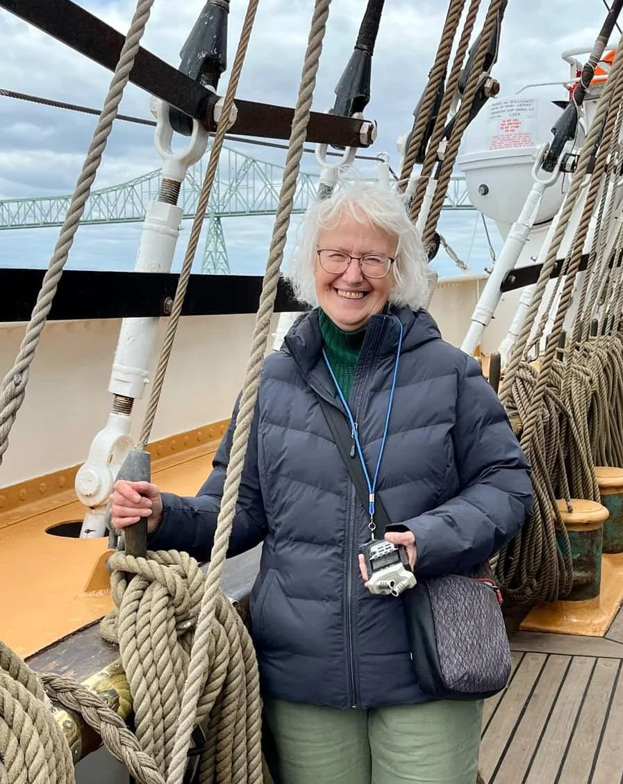 Photo of Joanne Rideout on a ship