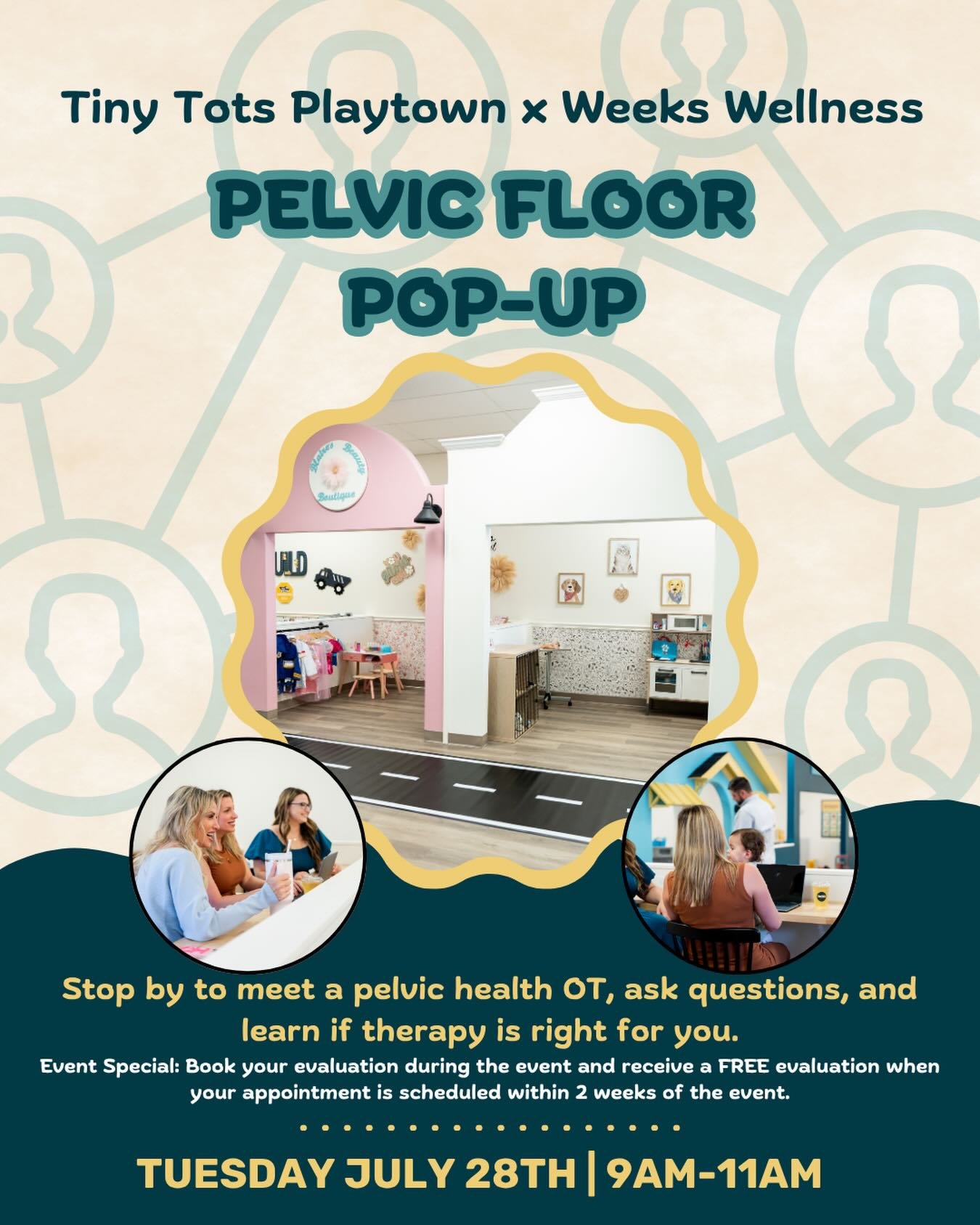 Meet our very own Dr. Megen Myers at @tinytotsplaytown_lutz where she will share important tips about how pelvic therapy can help with bladder leakage, pelvic pain, postpartum recovery &amp; more!

Kids enjoy open play in a safe space while moms get 