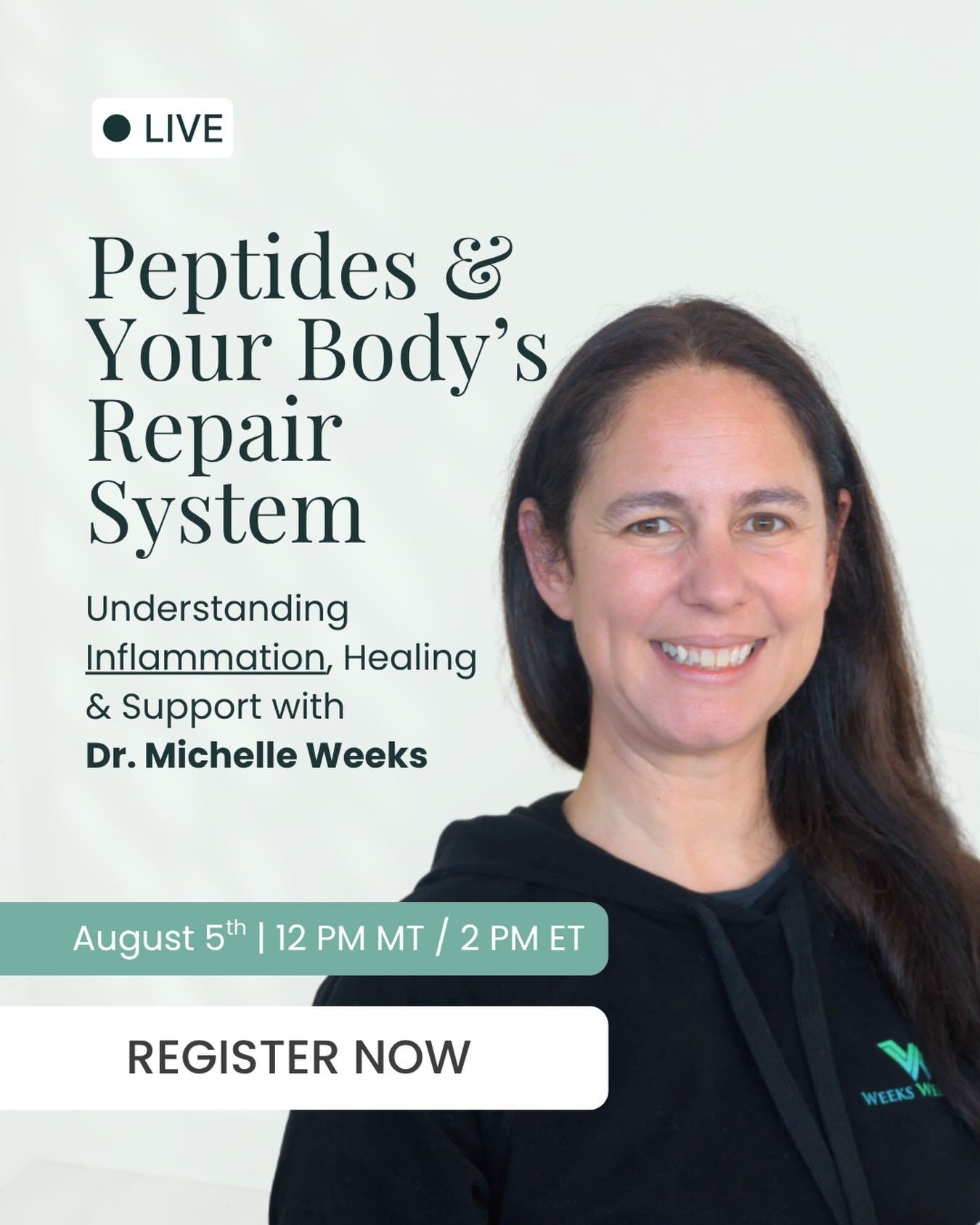 Persistent aches, fatigue, brain fog, slow recovery, digestive issues, or recurring injuries may be signs of increased inflammation.

Join Dr. Michelle Weeks for a FREE webinar:
✨ Peptides &amp; Your Body&rsquo;s Repair System Understanding Inflammat