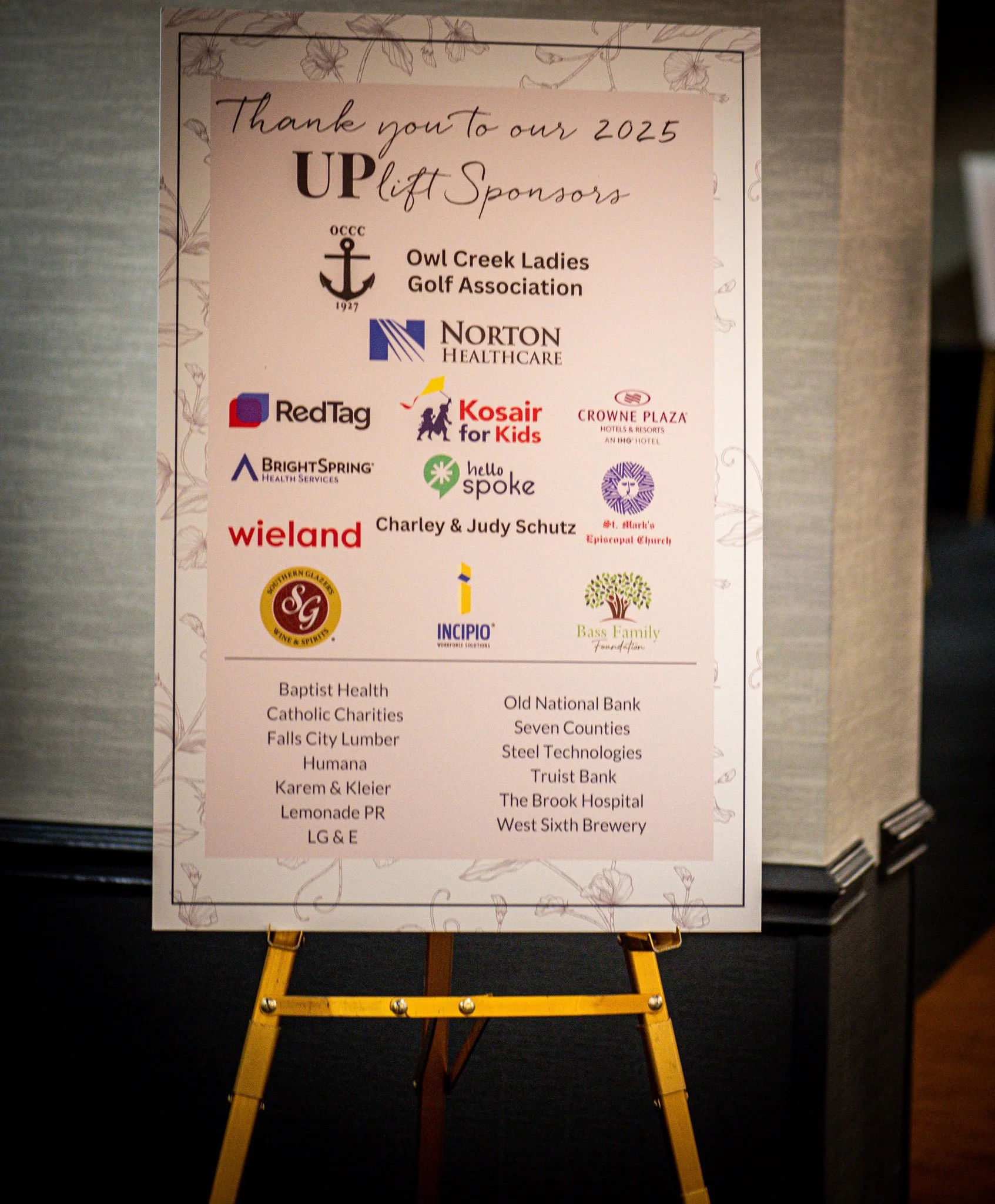 Event sponsorship list poster featuring logos of various companies and organizations, thanking them for supporting the 2025 event.