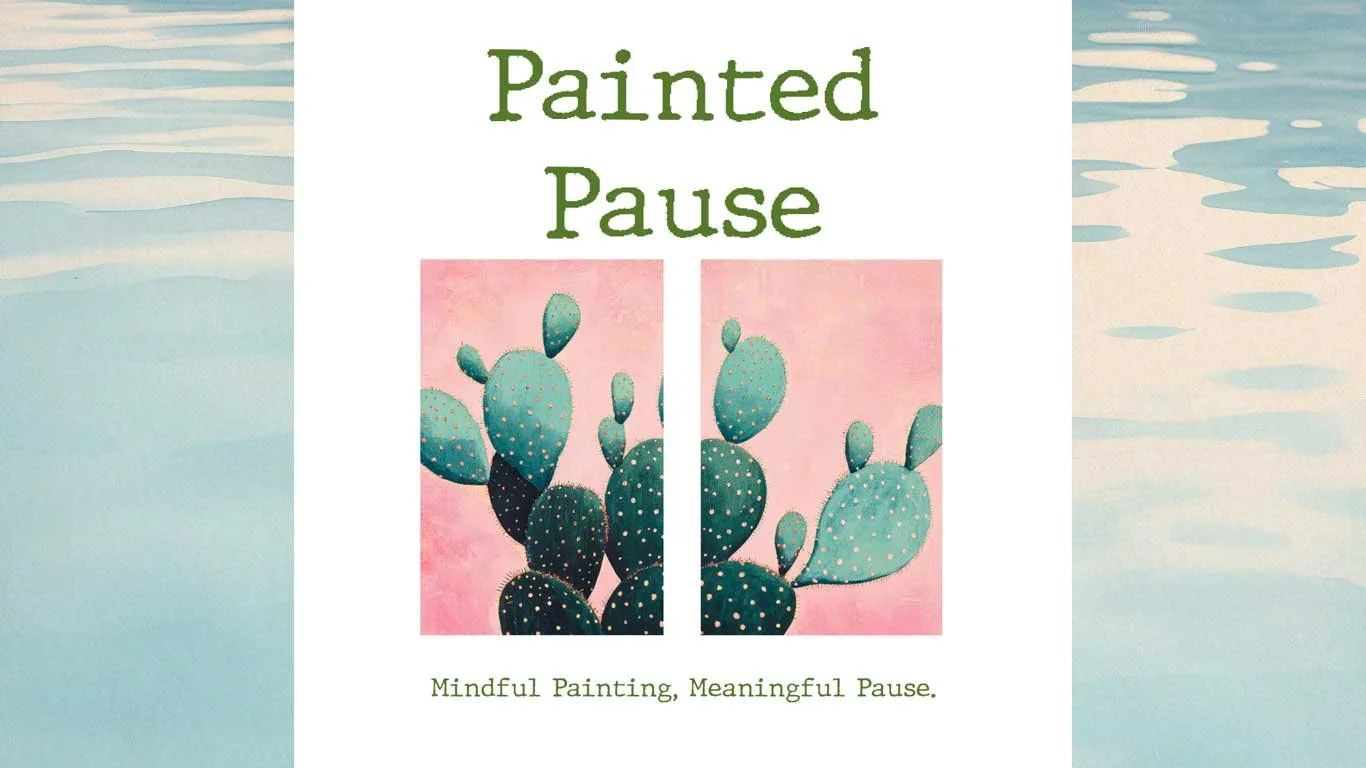 The Painted Pause  Workshop Image with an image of water in the background