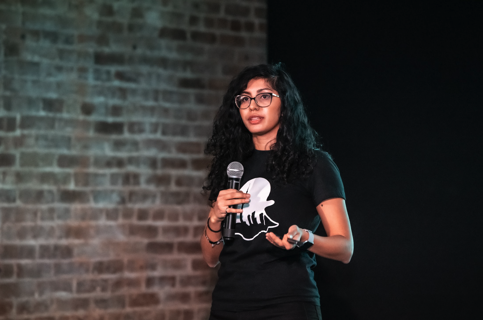 Speaker giving a presentation at a corporate technology event in New York City