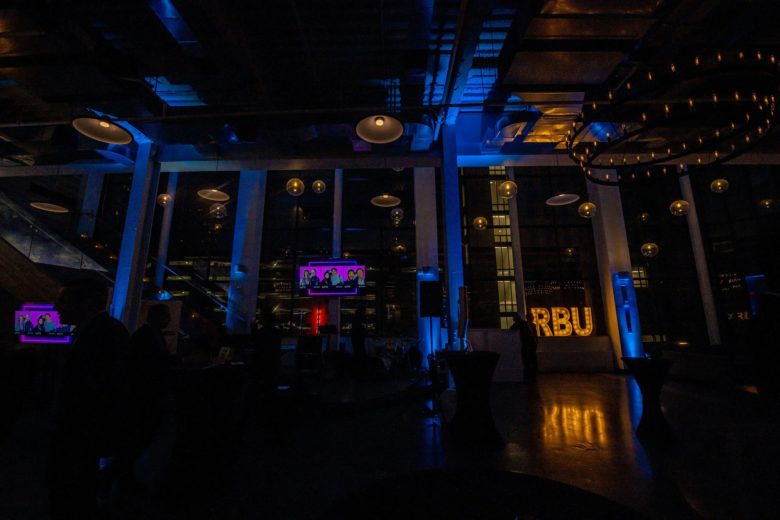 Branded nonprofit gala venue with event lighting in New York City