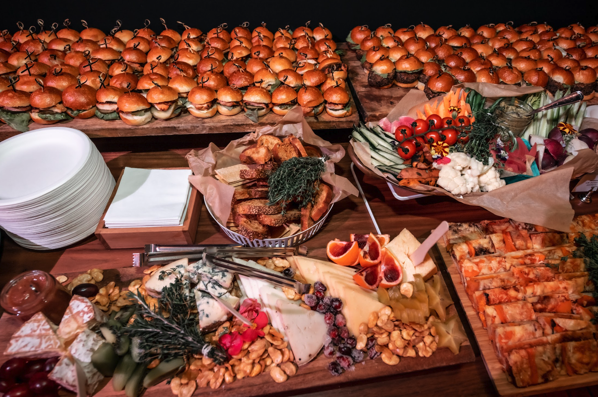 Catering and food display at a corporate event in New York City