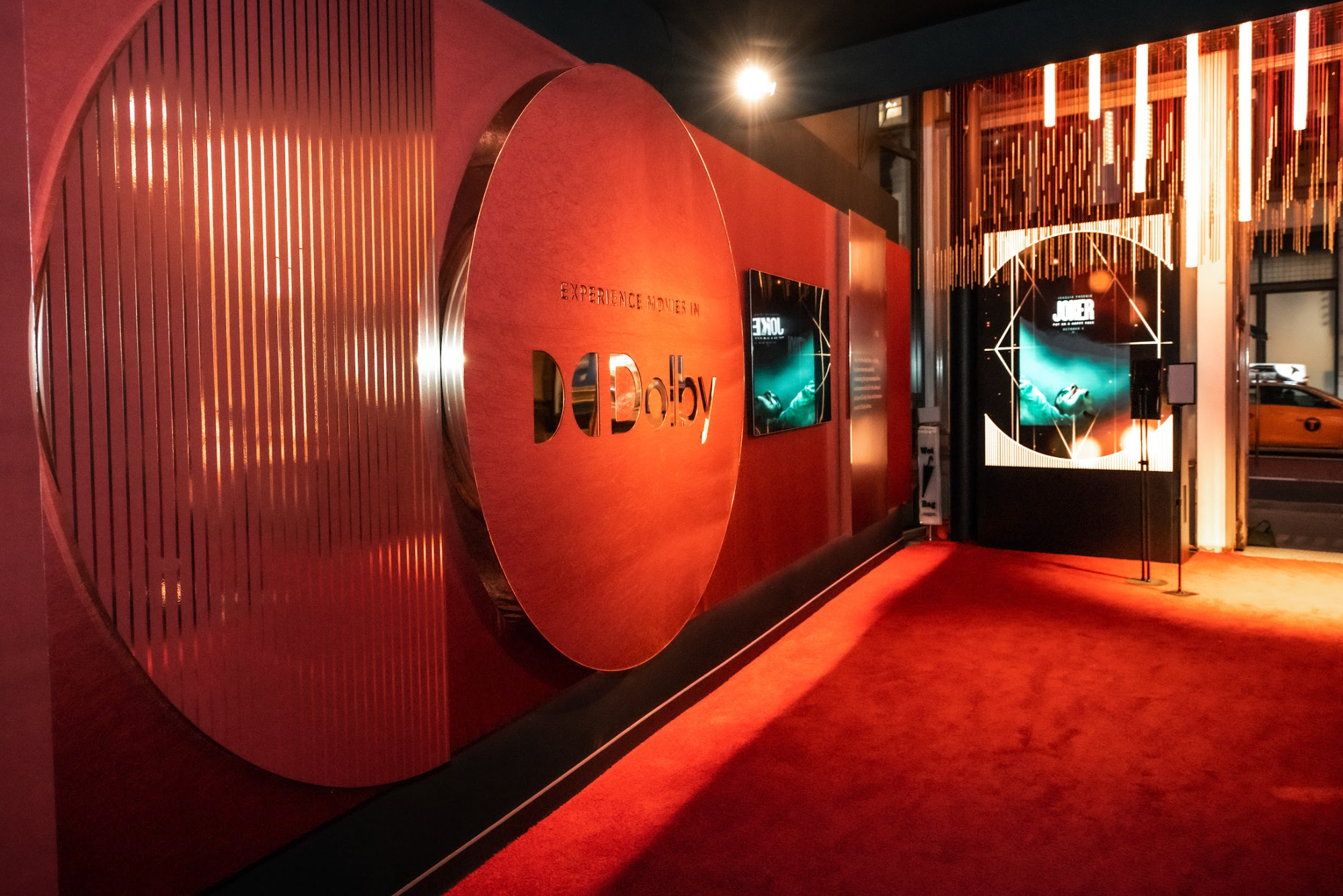 Dolby branded event entrance and red carpet at a corporate event in New York City