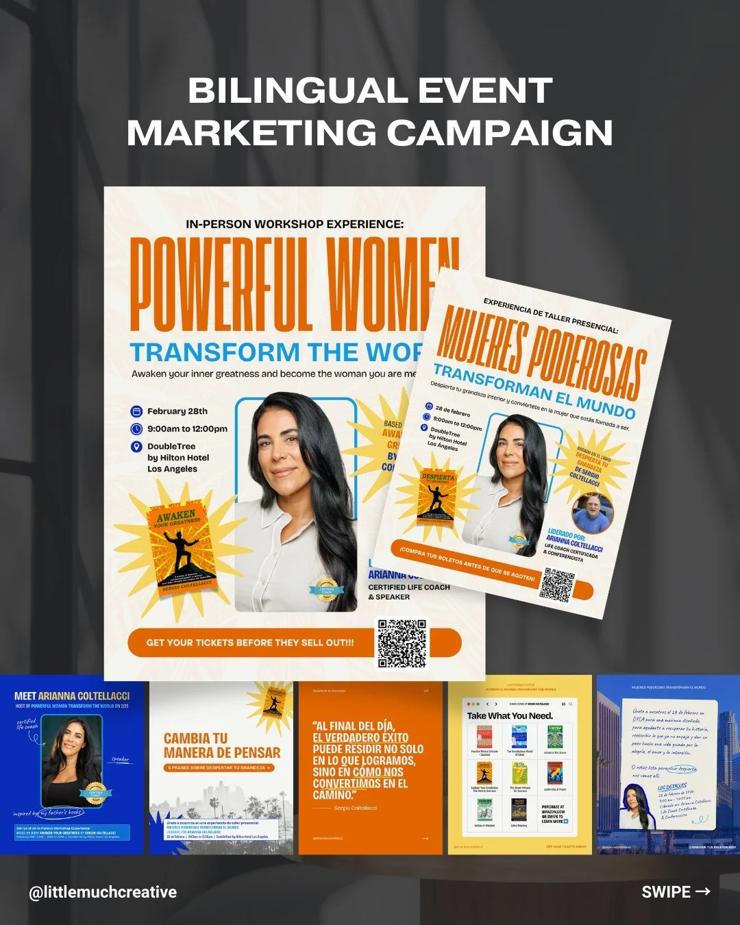 Our latest project has been so much FUN!!! We love @ariannacoltellaci and are thankful for the opportunity to help promote her upcoming event on February 28th in DTLA! If you're in town or interested in joining online, get your tickets 🎉