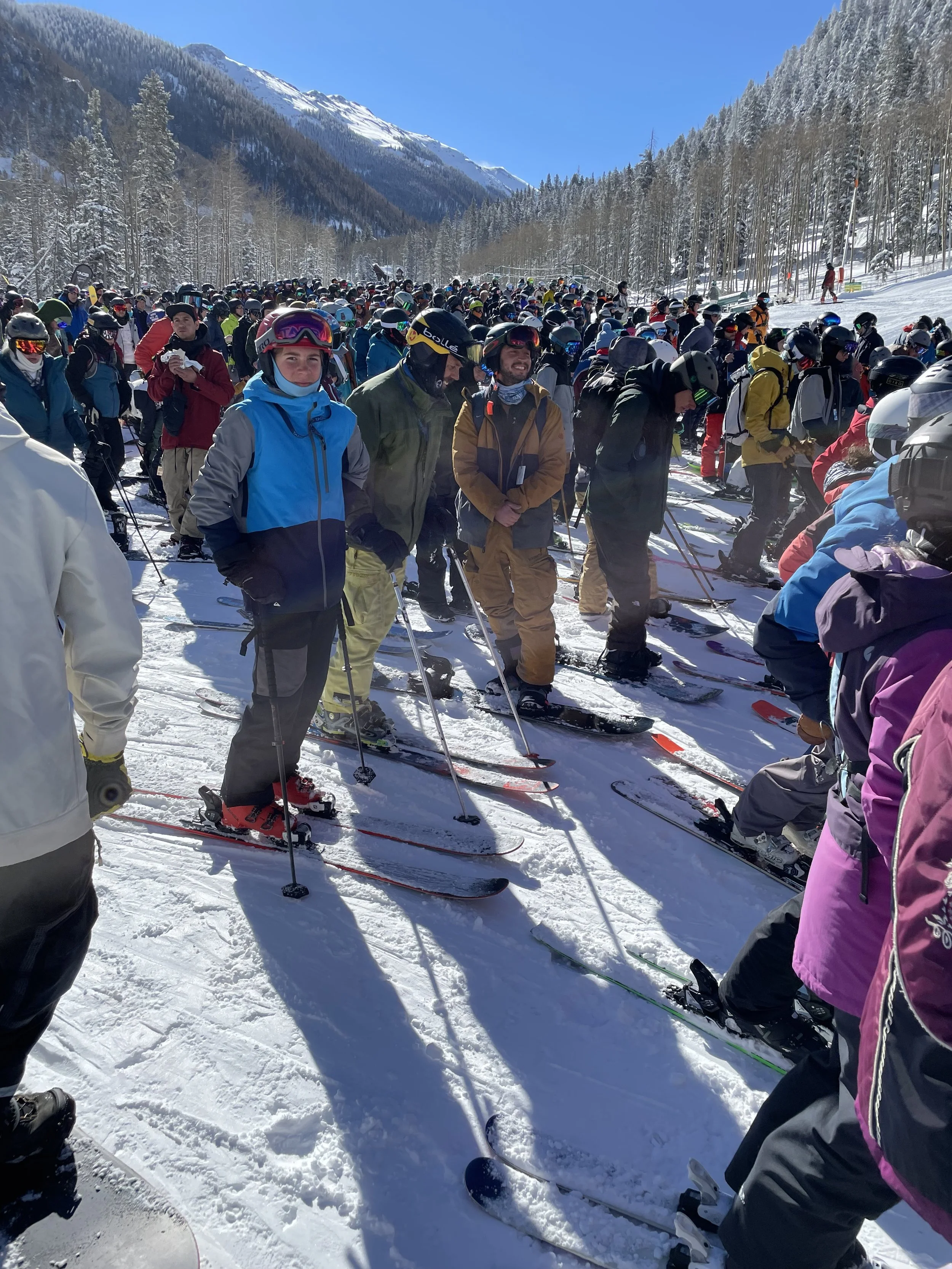 Chair 1 morning lift line when Taos gets the goods, the locals all turn out, and visitors come from other areas.