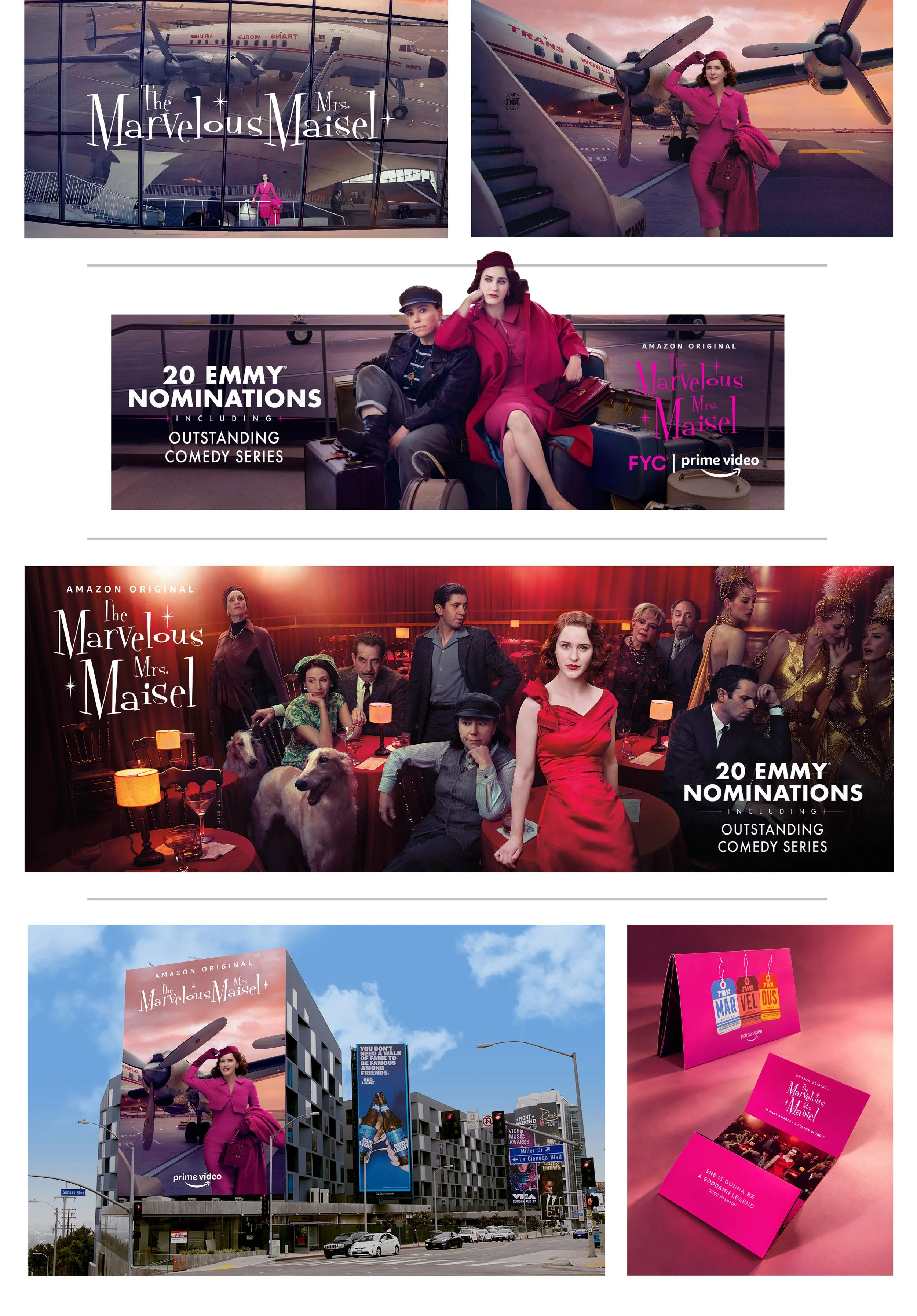 The Marvelous Mrs. Maisel — 360° advertising campaign spanning print, out-of-home & digital key art and FYC promotional media.
