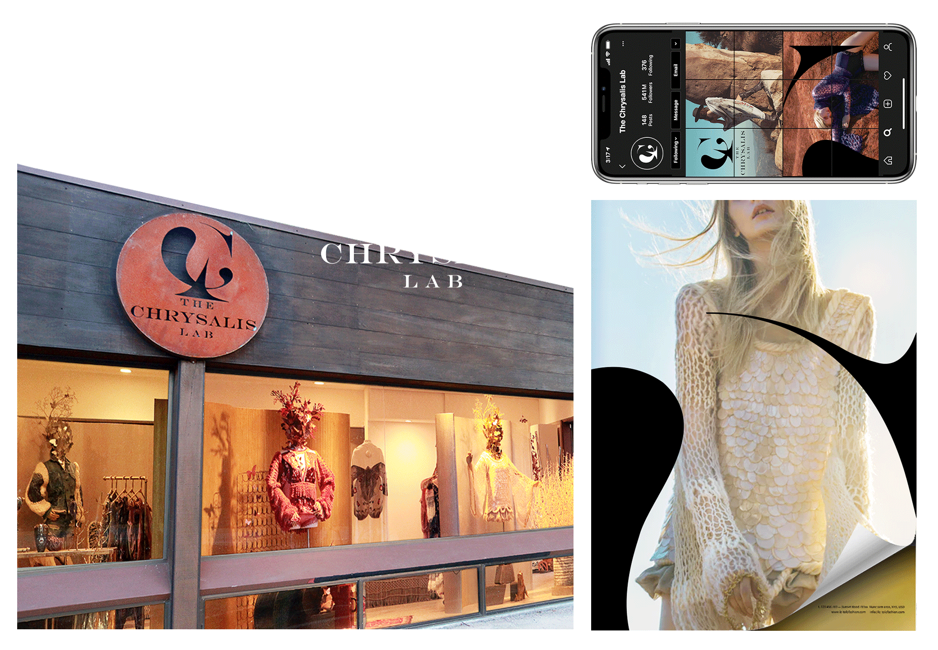 Brand identity and logo design for The Chrysalis Lab — Luxury fashion label and upcycling style lab.