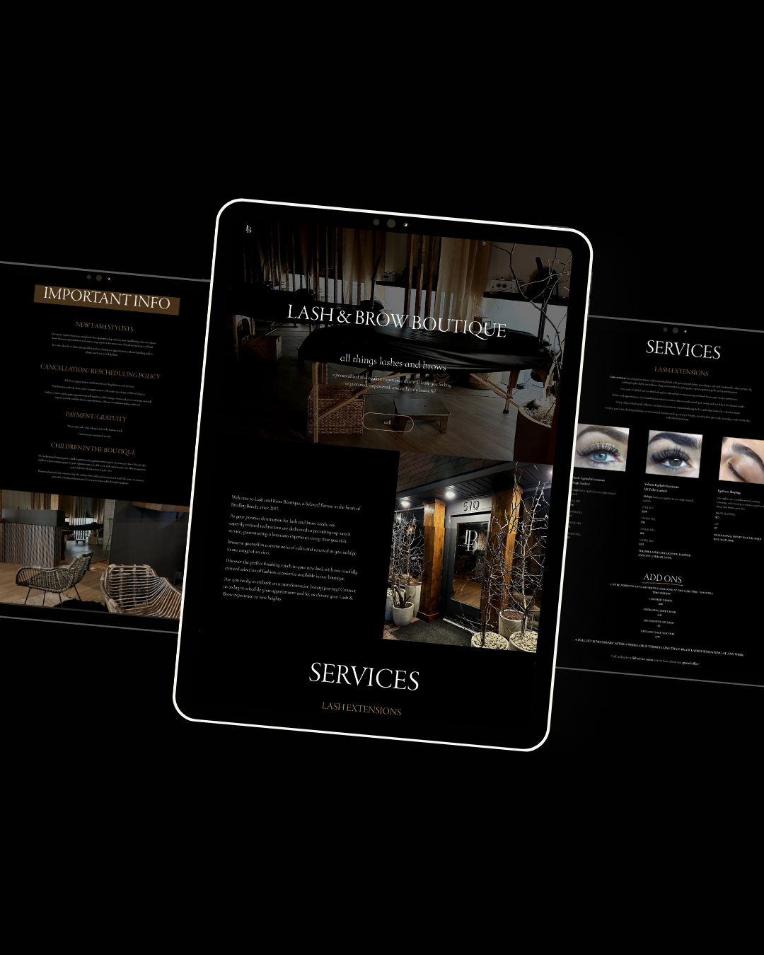 Lash and brow boutique based in Bradley Beach, NJ new website and logo designed by Natalie Faith Design for salons