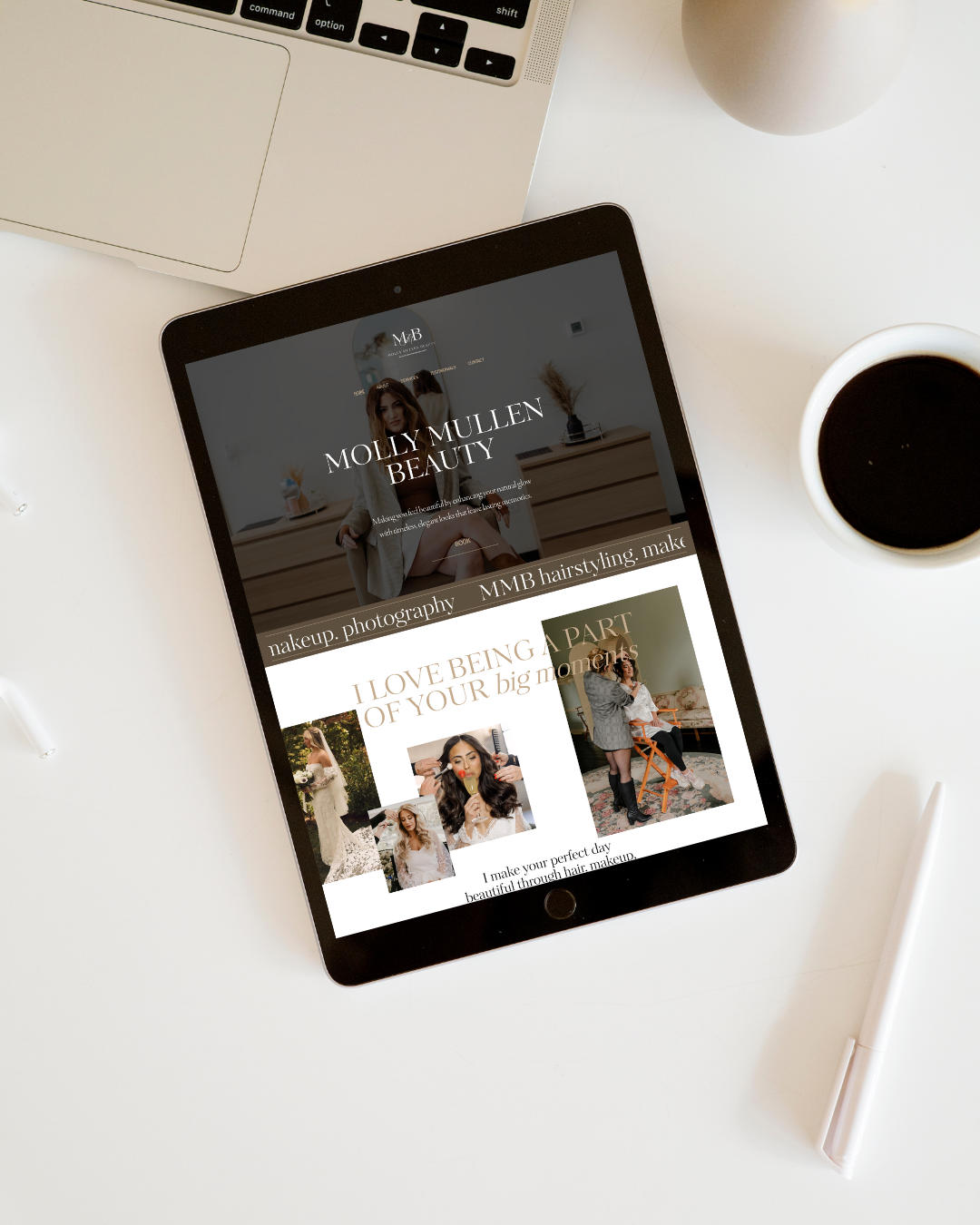 Molly Mullen Beauty new website and logo designed by Natalie Faith Design in one day for makeup artists