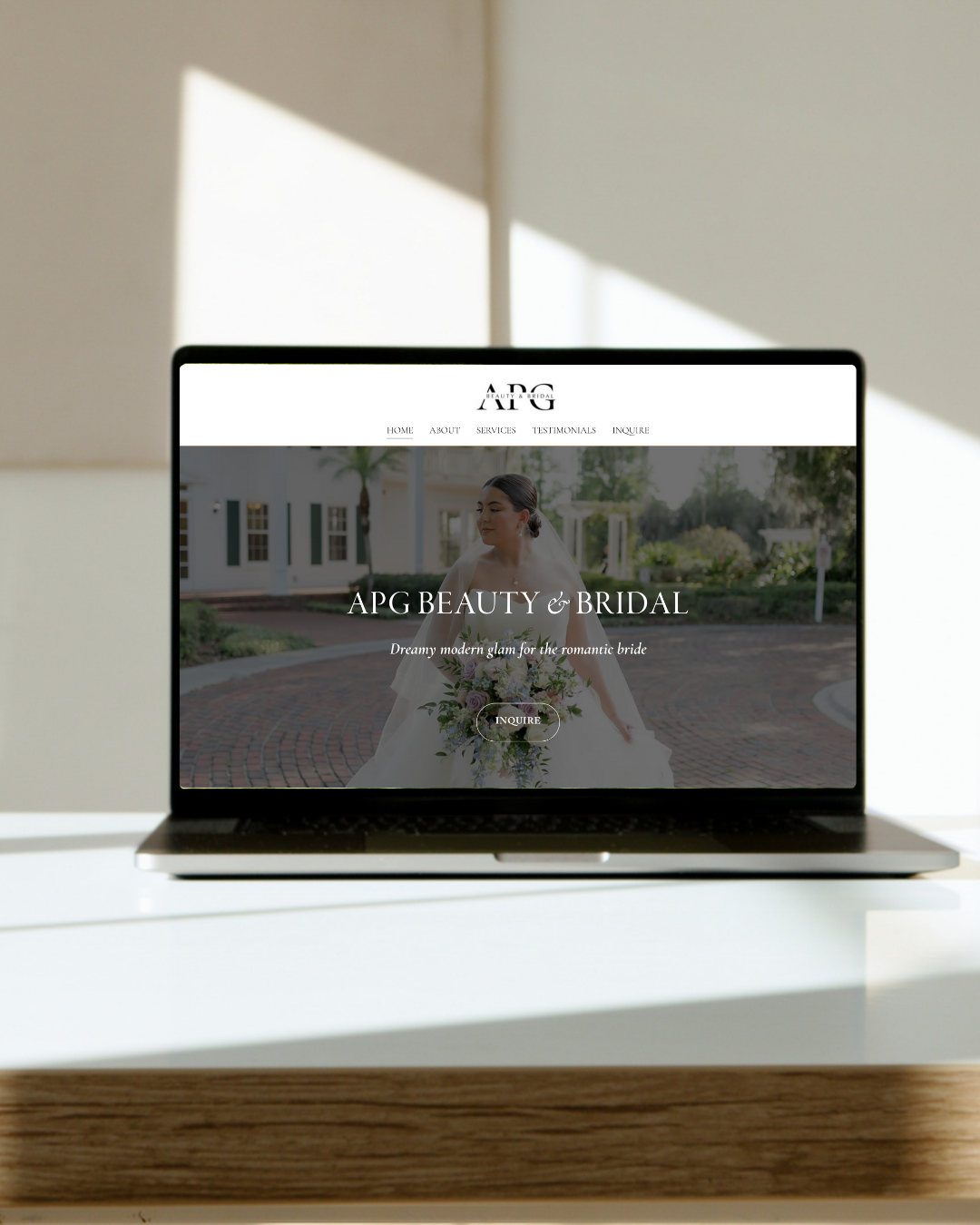 APG Beauty new website and logo designed by Natalie Faith design, a website designer for hair and makeup artists, done in a day