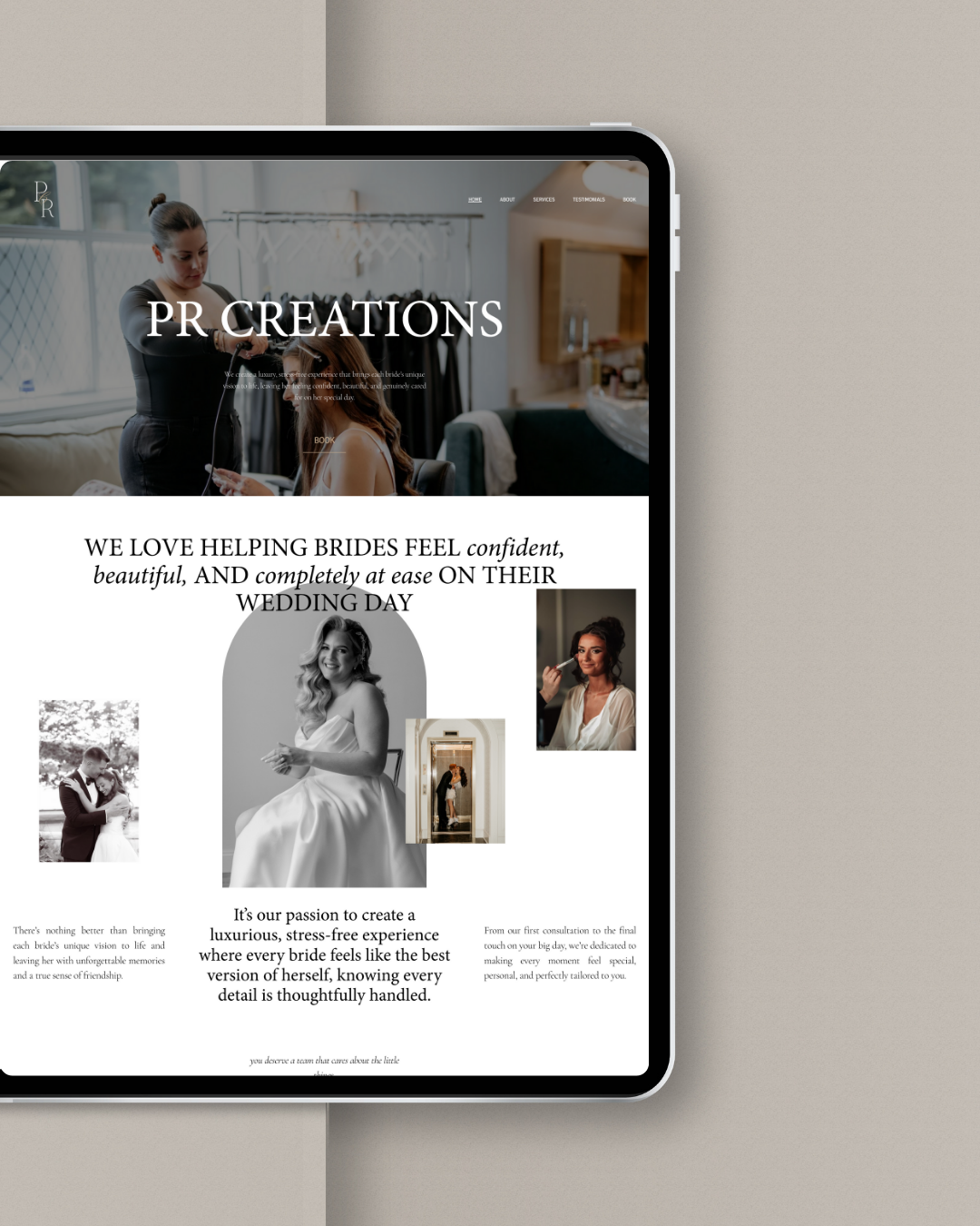 PR Creations new website and logo designed by Natalie Faith Design for makeup artists