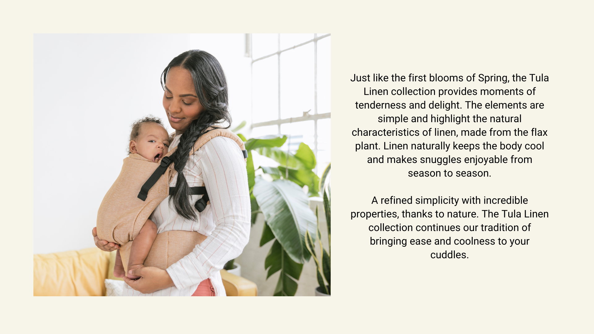 mothering looking down at yawning baby