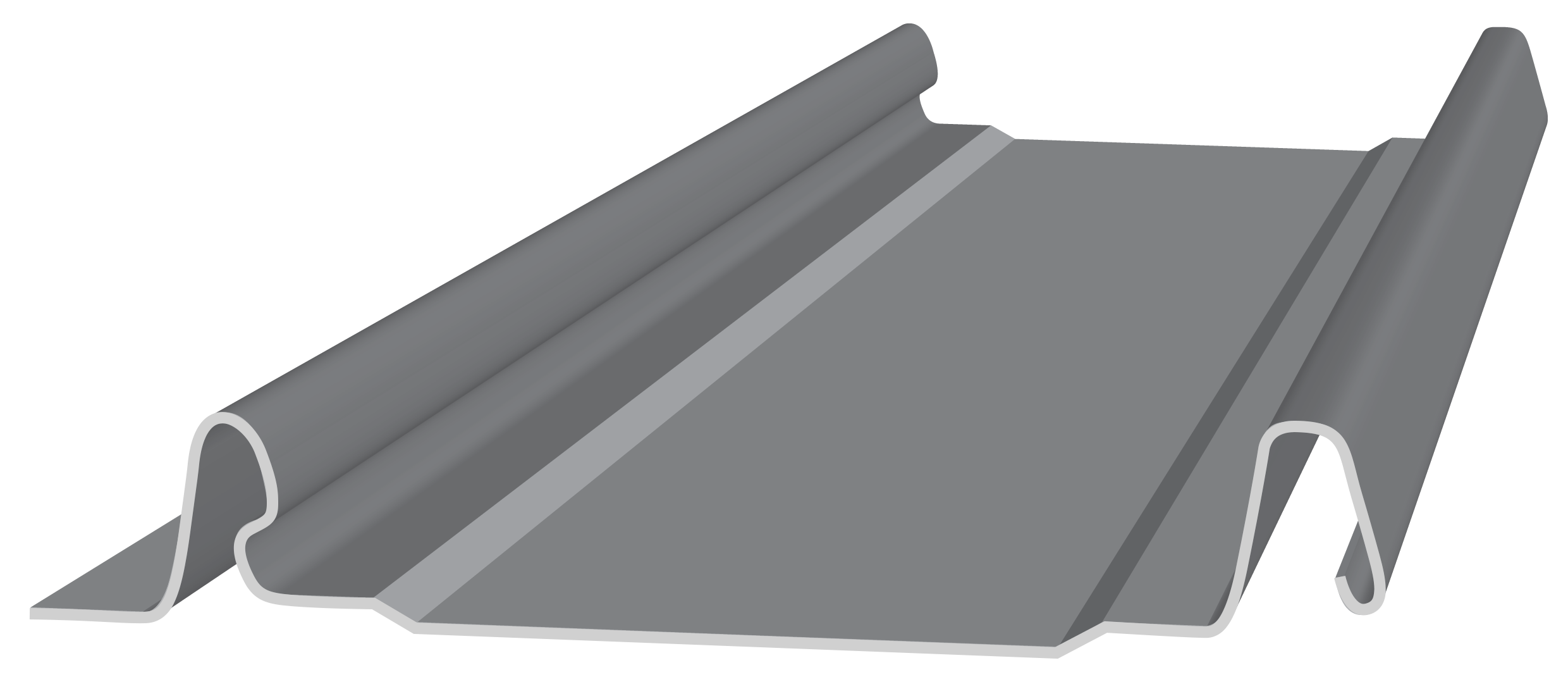 Image of 1" Snap-Lock metal panel profile with slotted nail flange for metal roofing and siding.