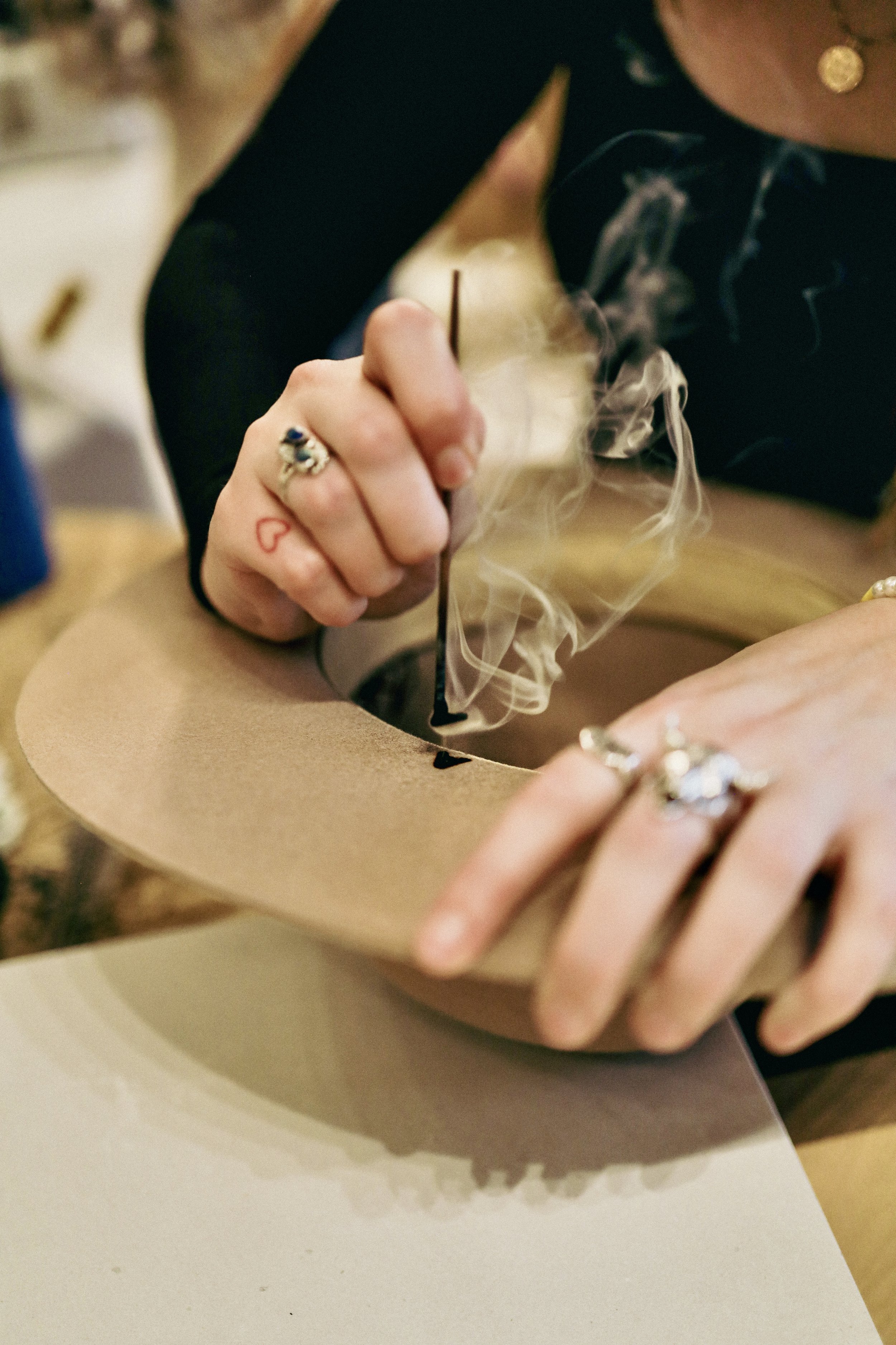 Burning Letters into the hat