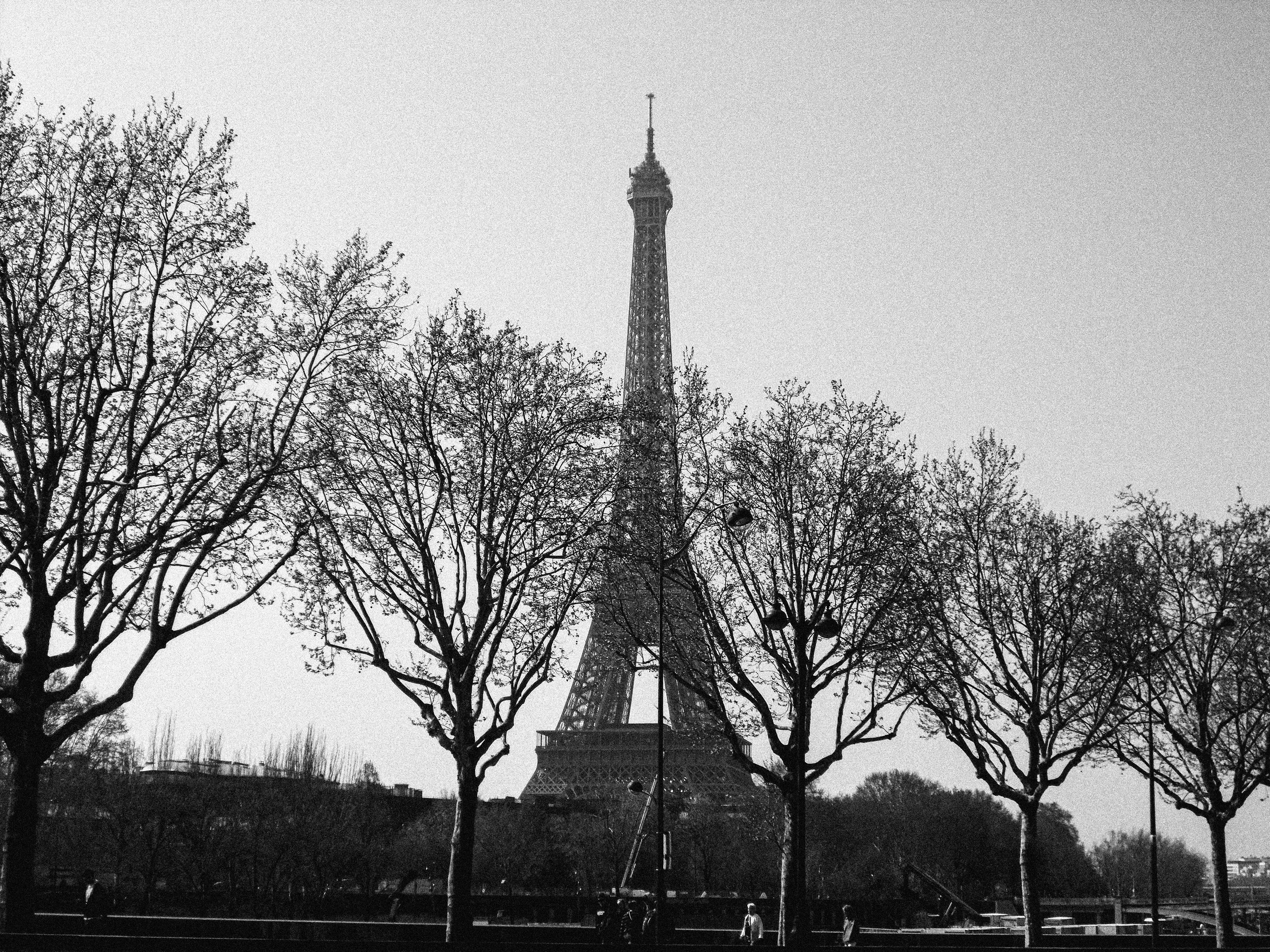 On the left is Venice, Italy; and on the right is Paris, France
