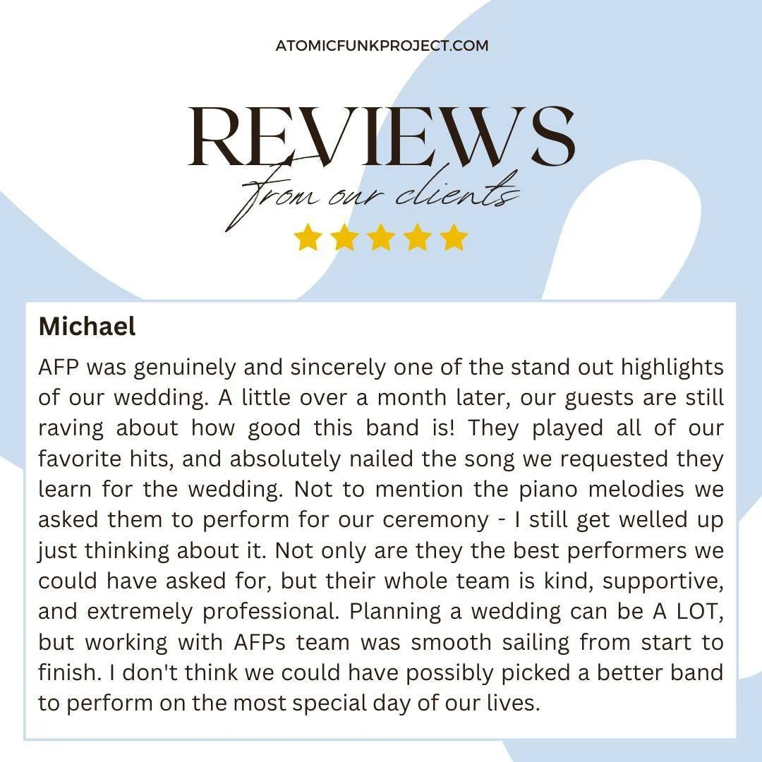 &quot;Not only are they the best performers we could have asked for, but their whole team is kind, supportive, and extremely professional.&quot; - 🥰Thank you Michael! 🩵

📸 @karenwisephoto 

(Photos from actual event referenced in review!)