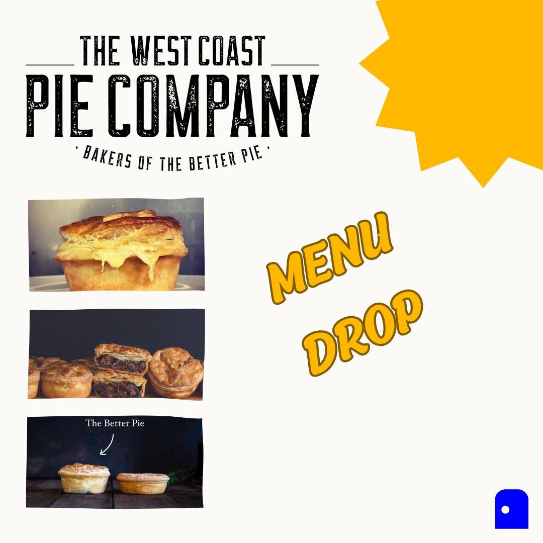 INCOMING ... menu drop for our next pop-up featuring @westcoastpies 

You've been good all week, eaten your greens, got in your exercise so now it's time to treat yo'self to Pie Day Friday!!! 

Check out the menu here and don't dilly dally as these h