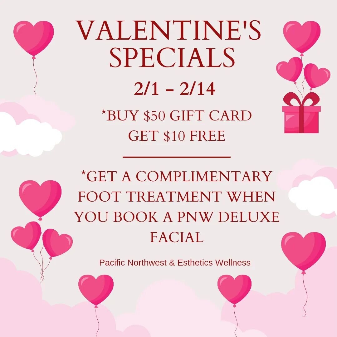 Can you feel all the love?! If your needing a gift for that special someone I got you covered 💕

These specials will go from 2/1 - 2/14 

#pnwestheticsandwellness #valentines