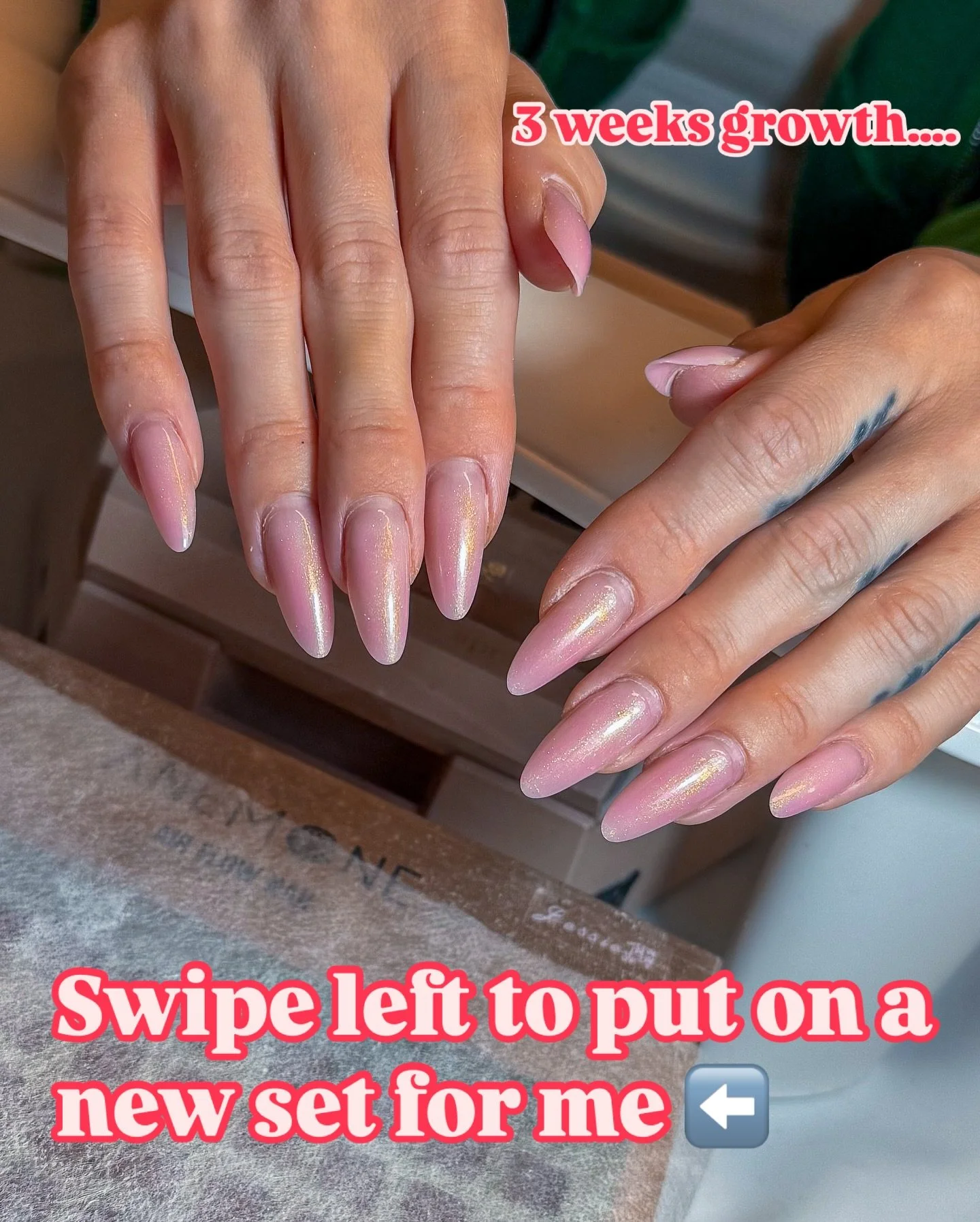✨ From elegant shimmer to fiery glam ✨
 (Dual Form Structure manicure)
This beautiful set lasted a full 3 weeks with no lifting or chipping &mdash; swipe to see the new spicy transformation 🔥💖
We went from a soft golden sparkle to a bold neon pink 