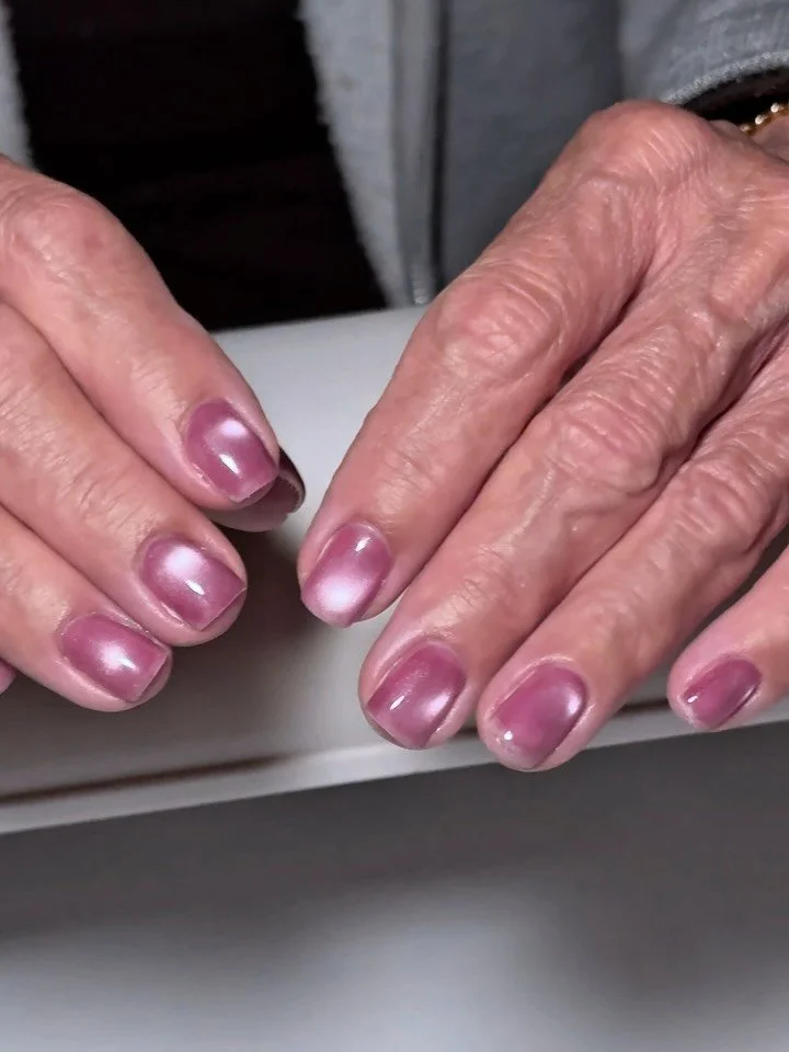 Understated. Refined. Intentional.

A muted berry tone layered with a soft, pearlescent glow &mdash;
the kind of shine you only notice when the light hits just right.

No loud designs.
No obvious statements.

Just polished, elevated simplicity.

Hard