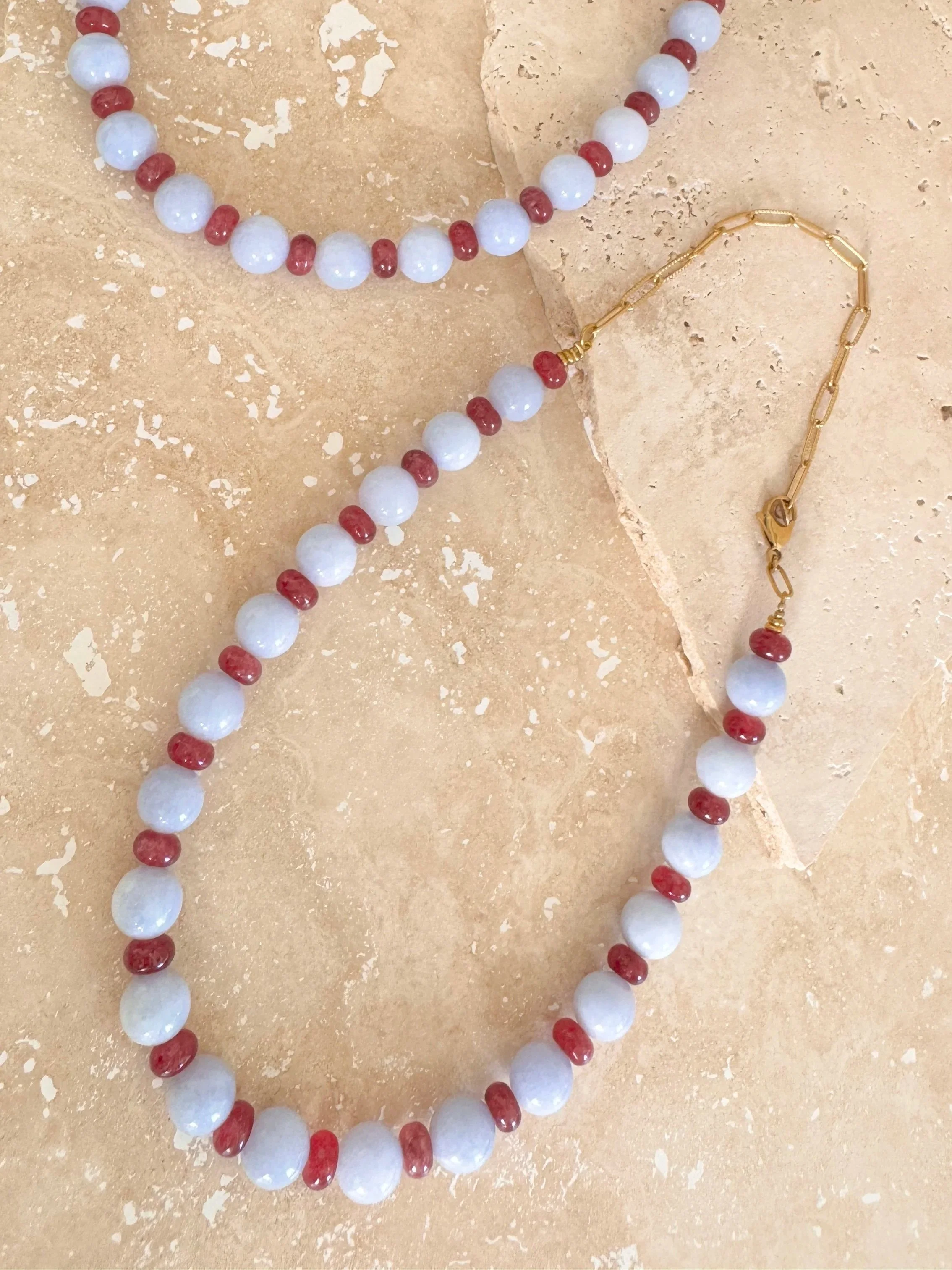 Wilma vino stone necklace with Boroque Pearl feature bead Necklace Bracelet Earrings Luna Foundling Stone & Pearl handmade Jewellery set