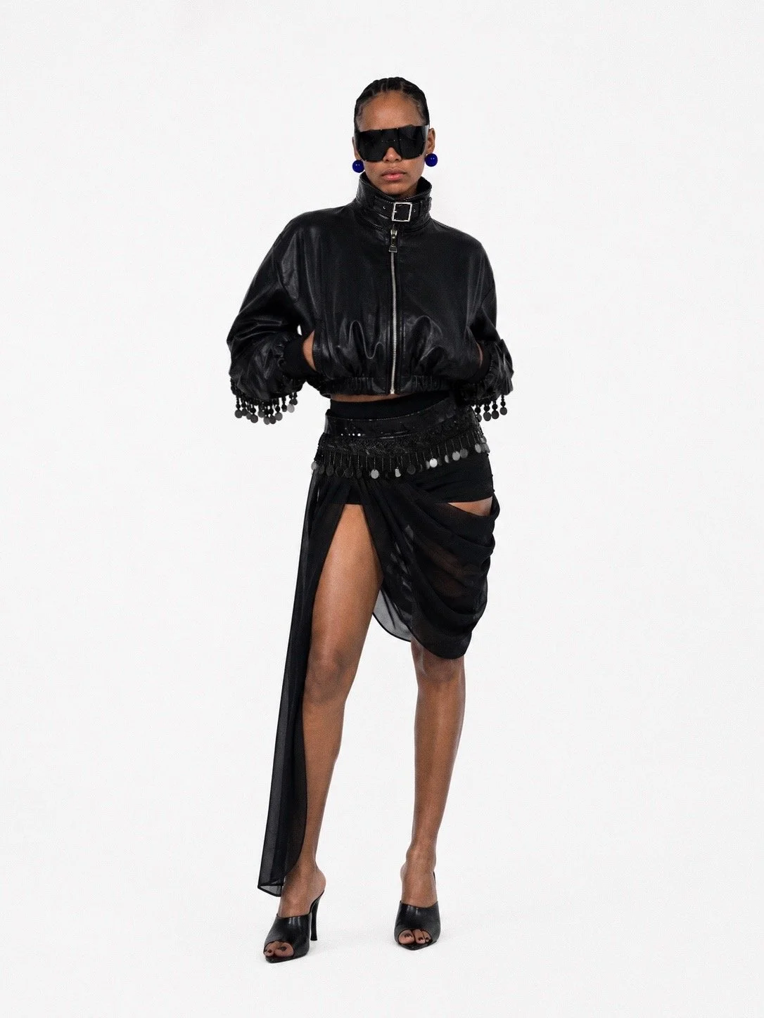 BELTED DRAPED MINI SKIRT