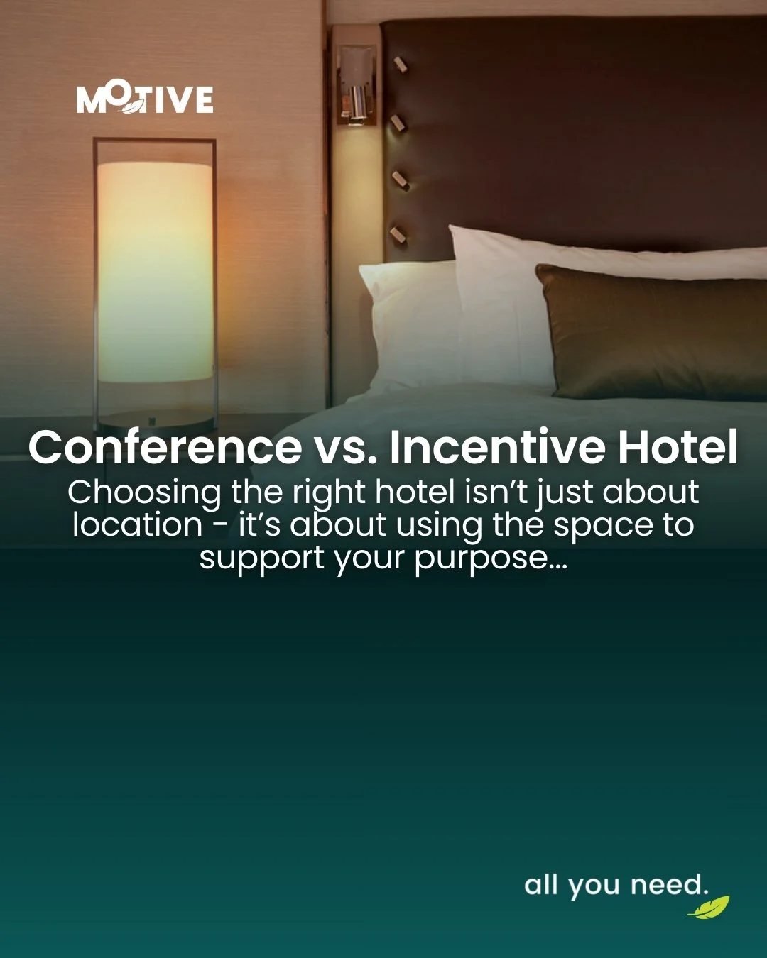 Conference vs Incentive Hotels.

Two very different purposes. Two very different outcomes.

Conferences need structure, flow and scale; big ballrooms, breakout rooms, AV that just works.

Incentives need something else entirely; intimacy, recognition