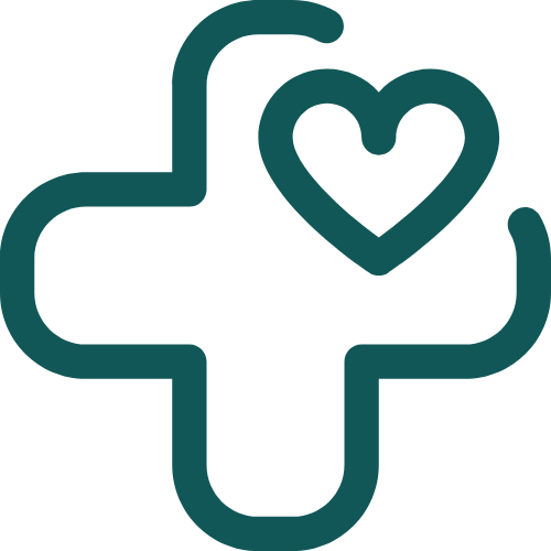 A stylized illustration of a cactus with a heart above it, in dark teal color.