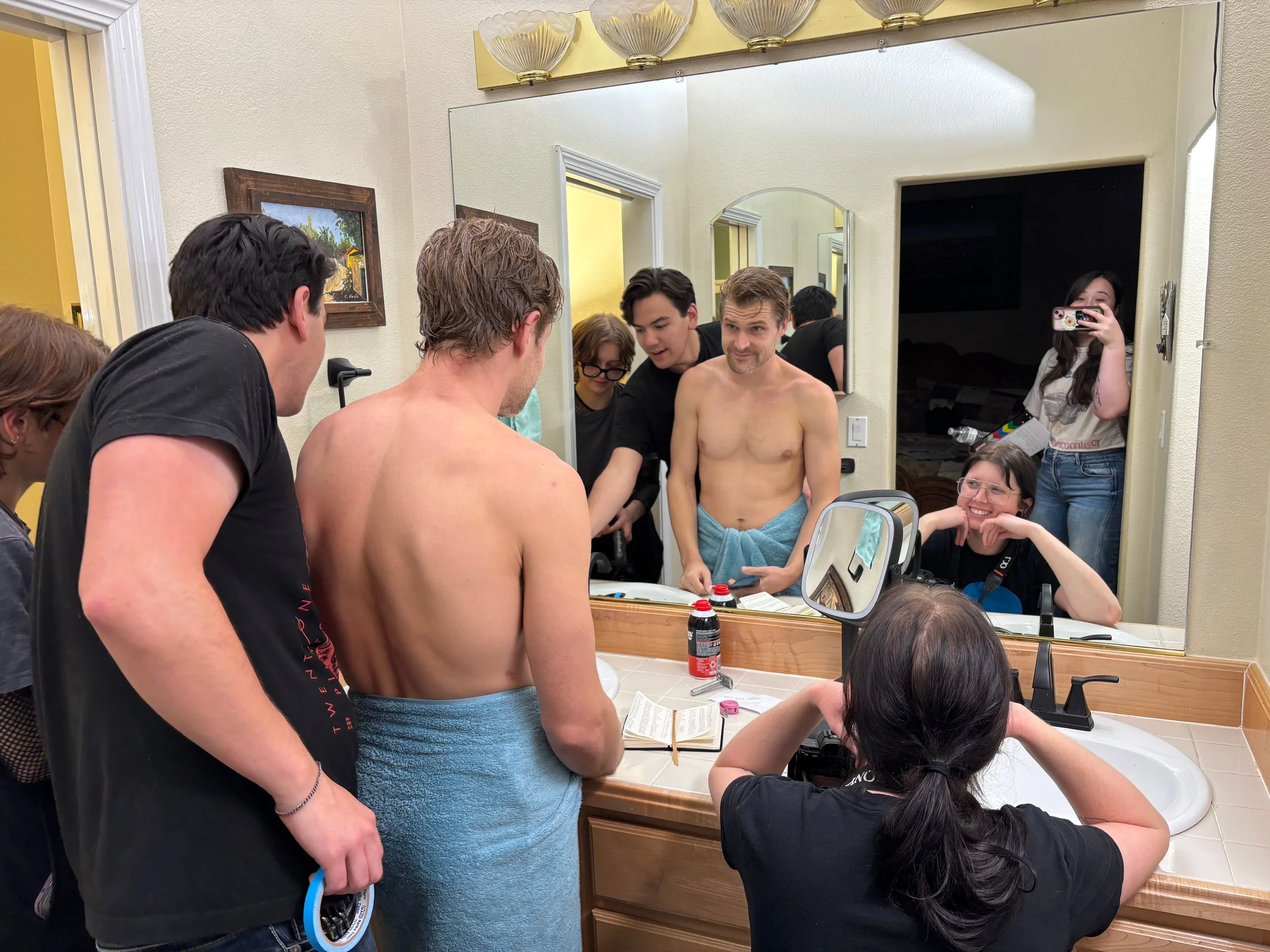 BTS.  From Left to Right:  Piper Francis, Akitora Ishii, Malakhai Schnell, Nan Mason, Zoe Wassman.