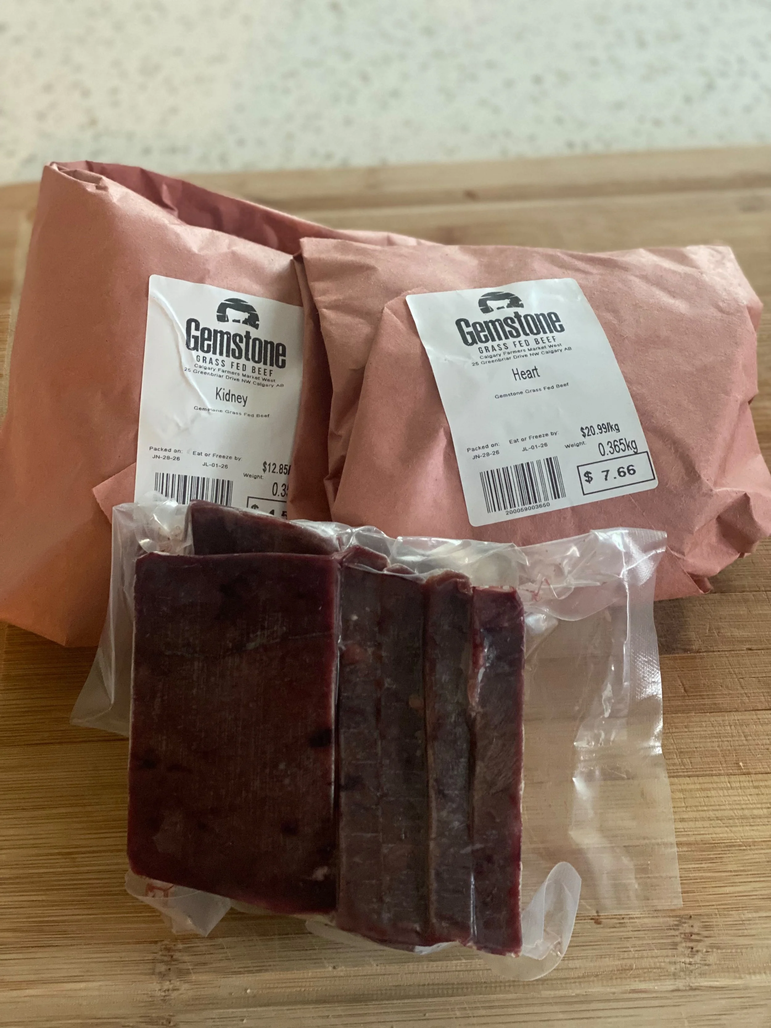 Raw grassfed organ meats sourced locally in Calgary for TCM dietary therapy
