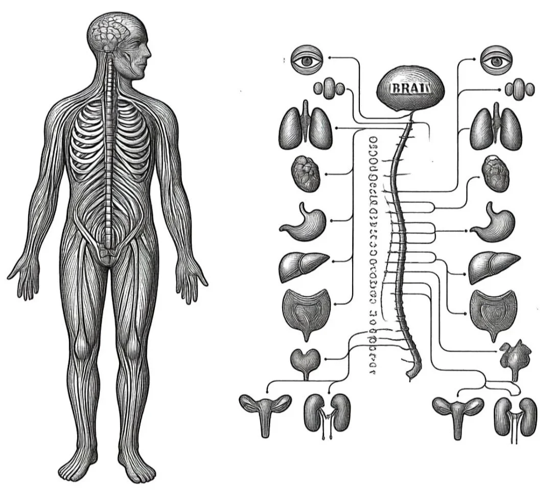 TCM nervous system diagram showing heart shen liver qi and kidney jing connections at The Natural Health Collective Capitol Hill Calgary