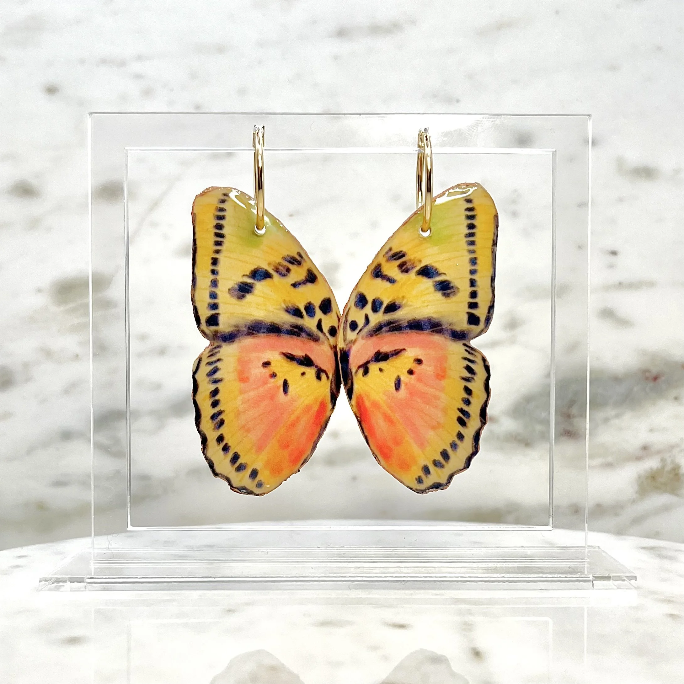Pink & Yellow Butterfly Earrings