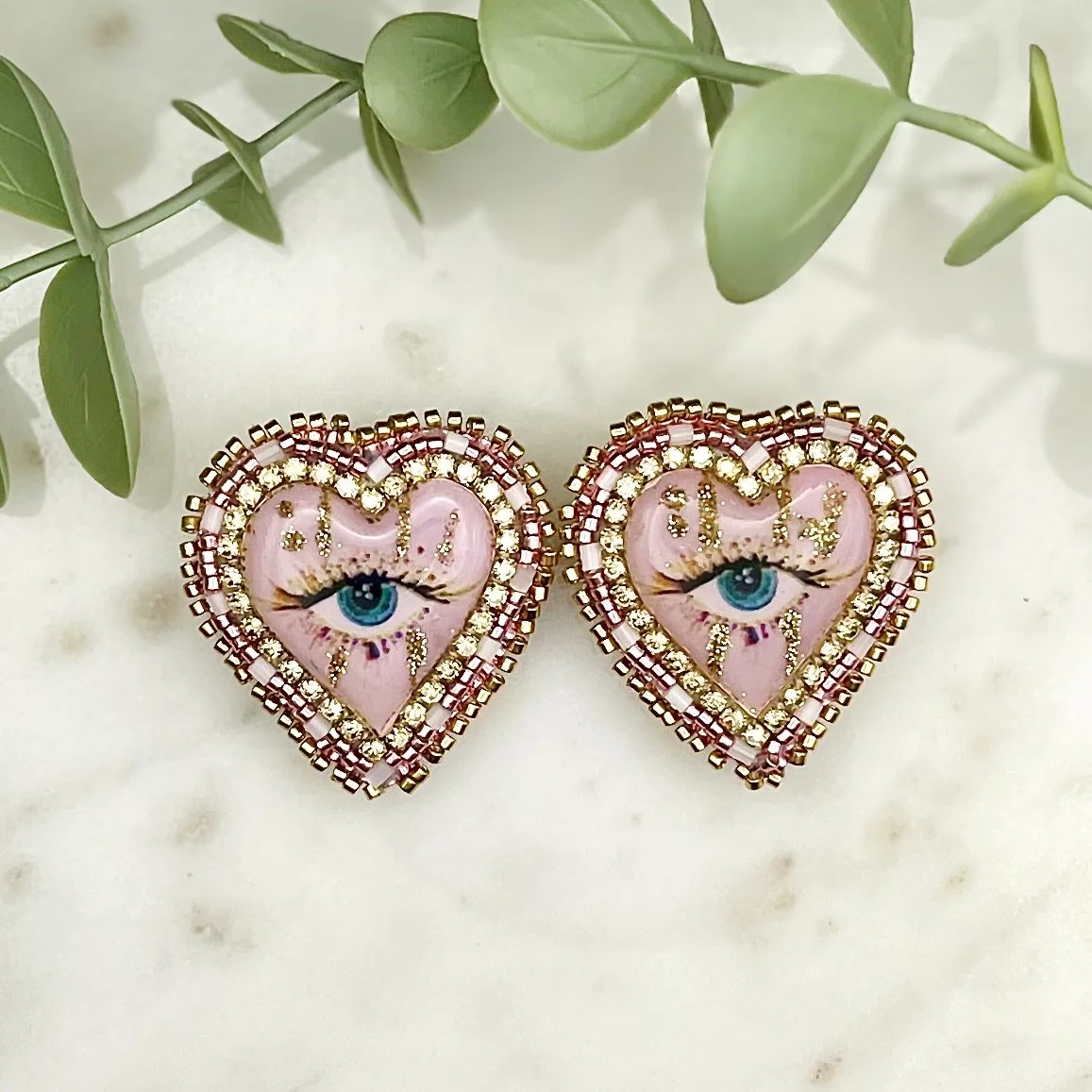 Baby Pink Evil Eye Earrings