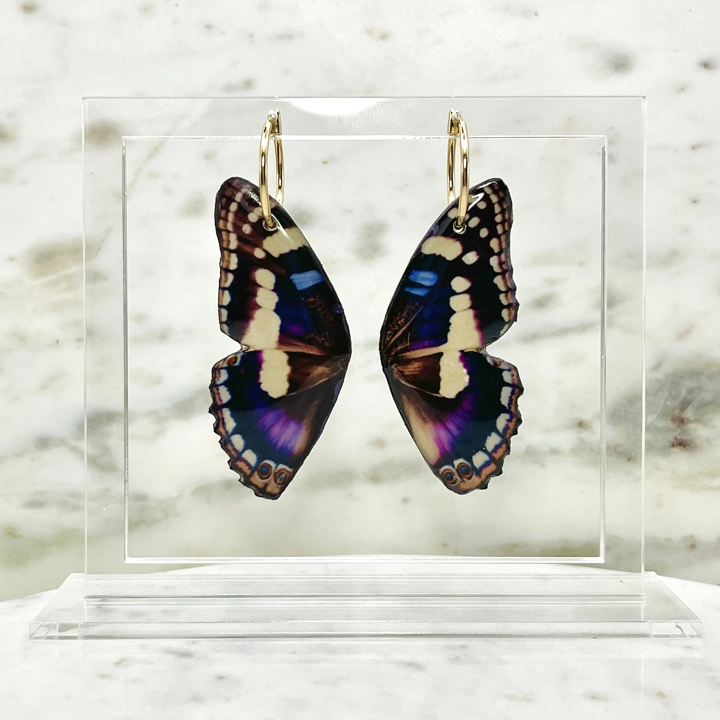 Purple Butterfly Wing Earrings