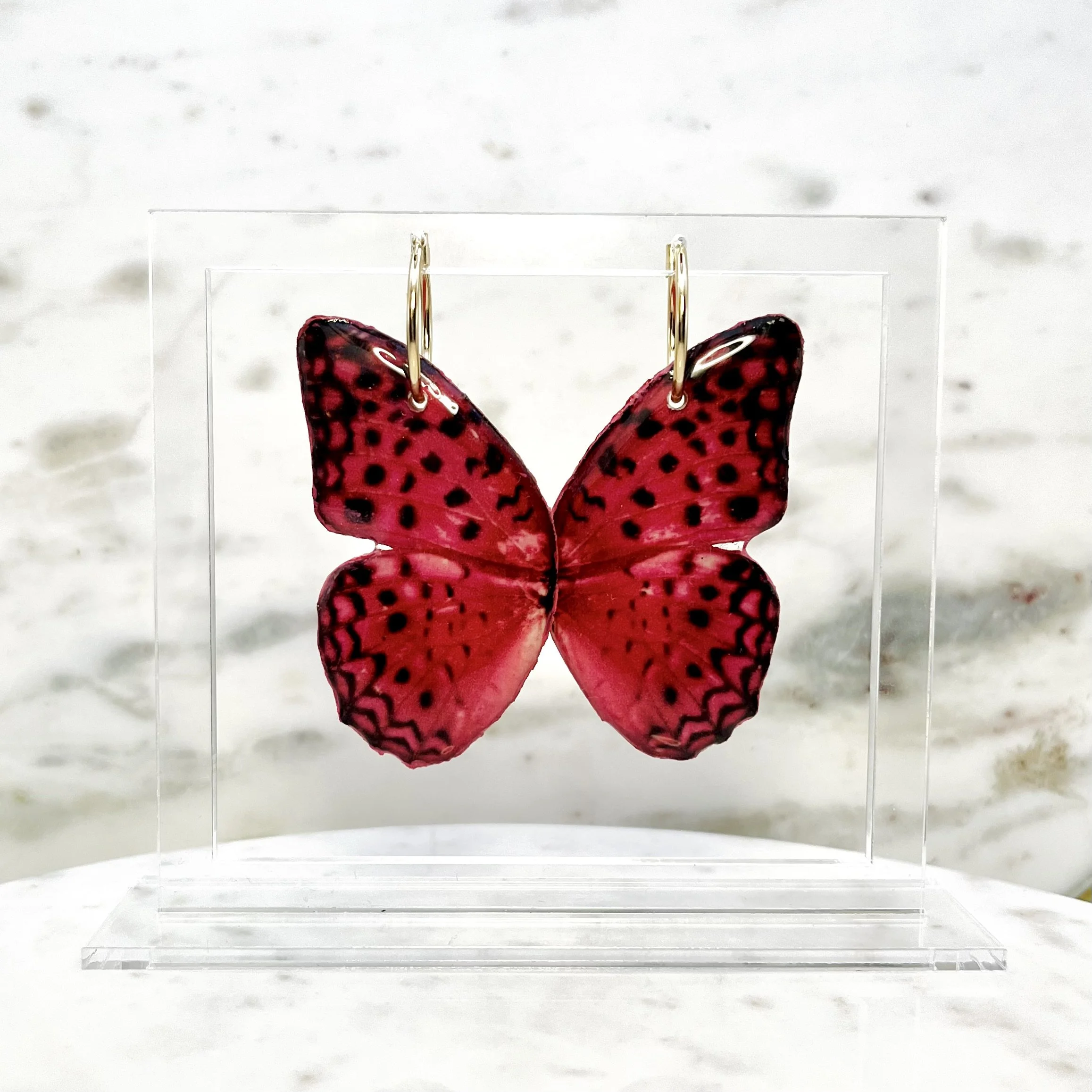 Hot Pink Butterfly Wing Earrings