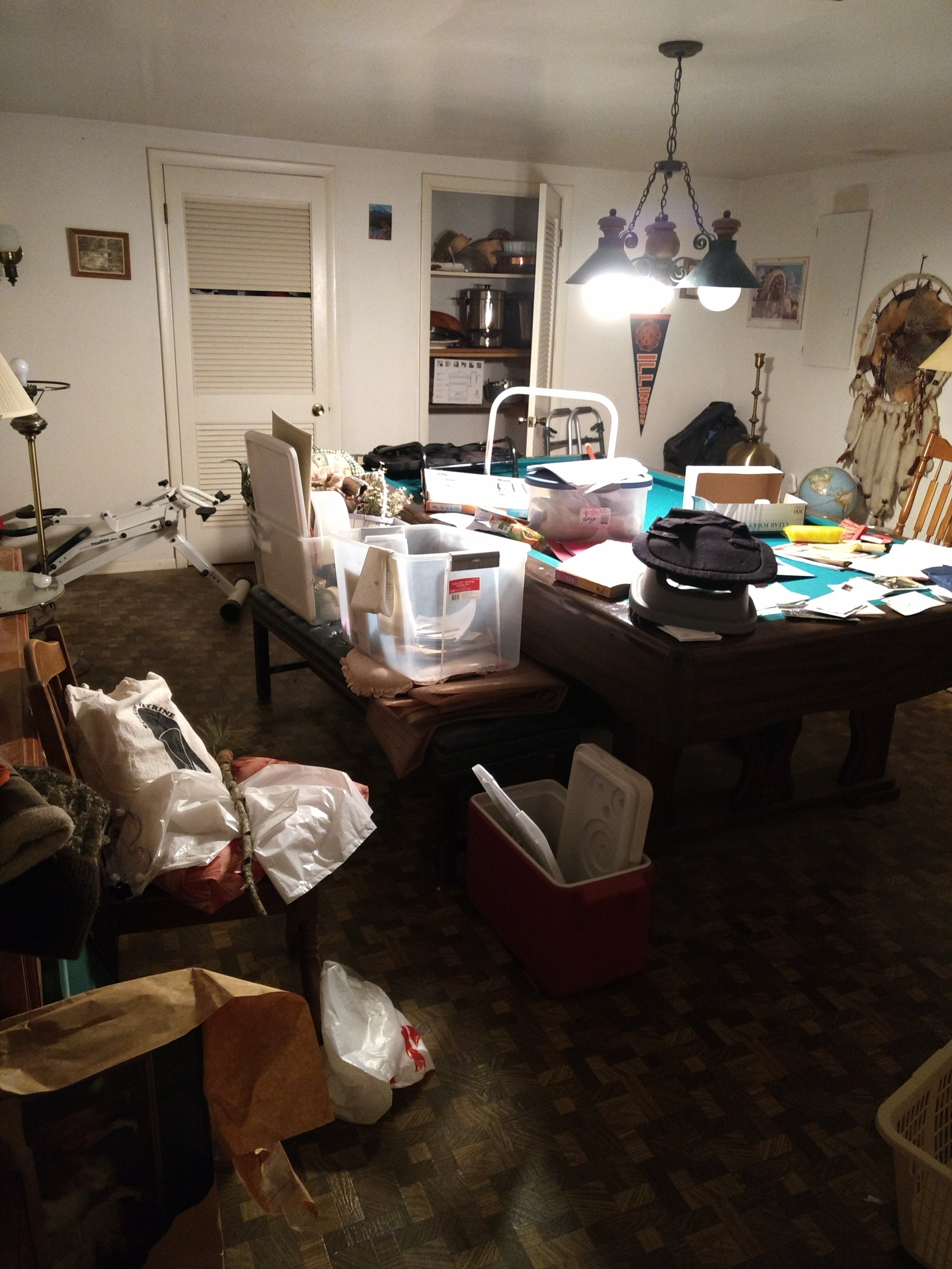 The billiards room.  The place where all the fun was had.  The original parquet floors were in good shape except for a few areas and luckily, we found leftover extra to repair a few spots.  A good reminder to always keep a few extra pieces!