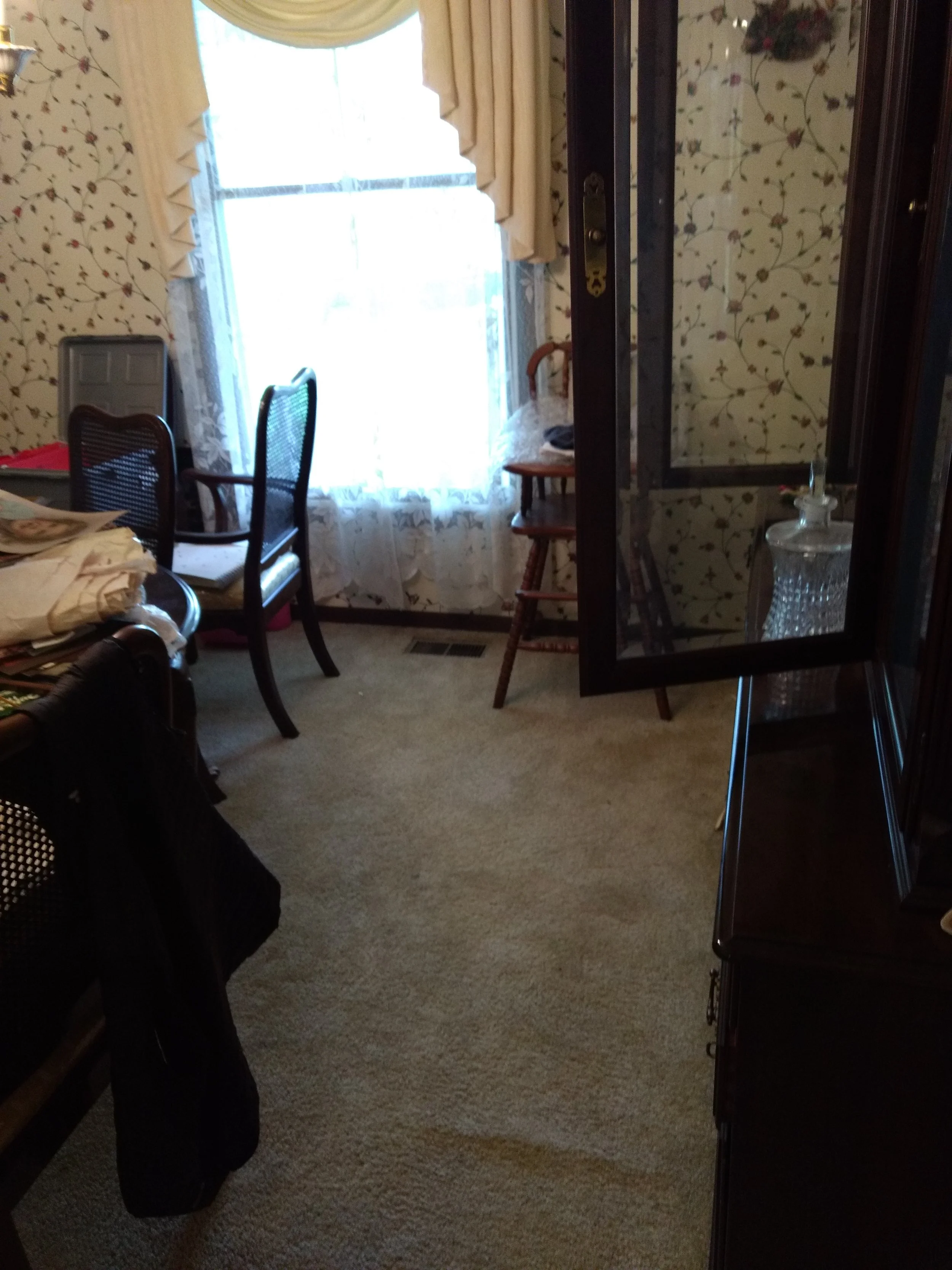 We did not do a great job at taking before photos, however, hopefully you can spy the original wallpaper.
