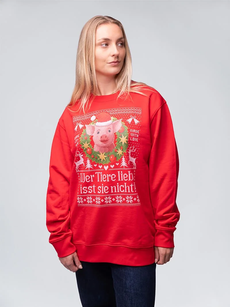 Veganes Sweatshirt - Wer Tiere liebt (XMAS Edition)