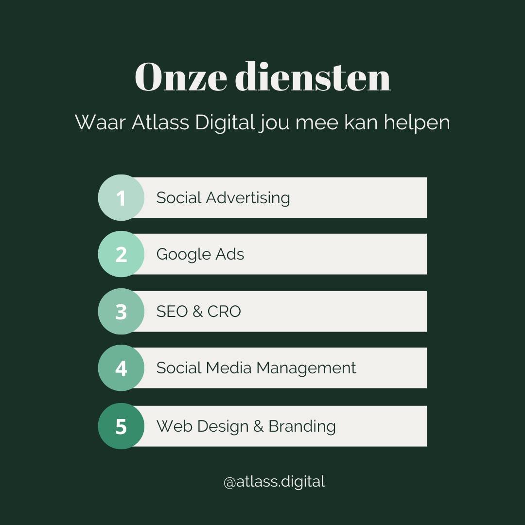 Op zoek naar een advertentiepartner? Atlass Digital is the place to be! 🤩

Naast ons dienstenpakket werken wij ook nauw samen met partners die je kunnen helpen met andere facetten van marketing: 

➡️ Voor SEO &amp; CRO werken wij samen met X8agency.