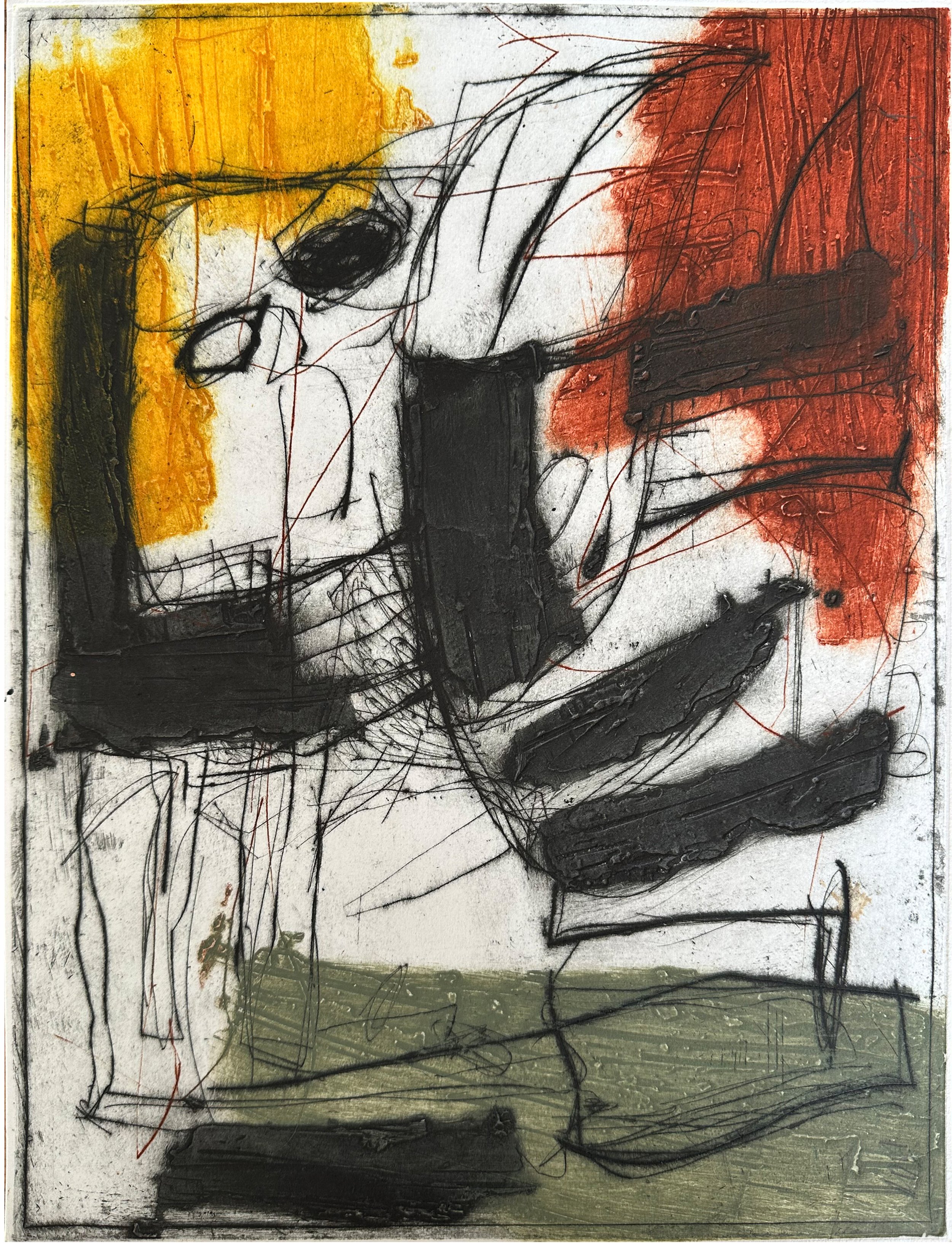 GIANFRANCO ASVERI - Abstract - Mixed media on hand made paper,
aquatints with dry point & chine colle - size 39,5 x 30 cm